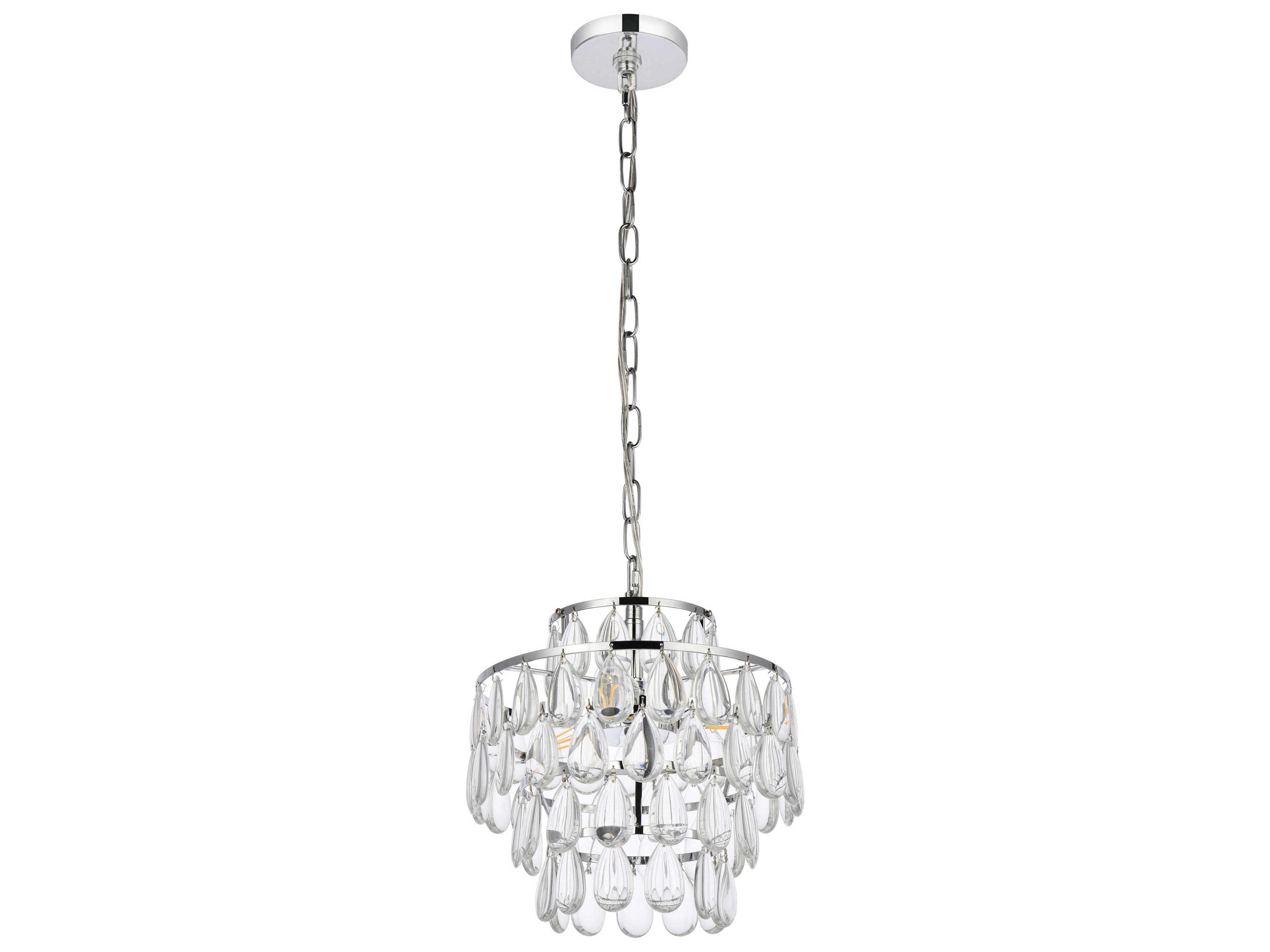 Elegant Lighting Mila 3-Light Chrome Crystal Mini Pendant
