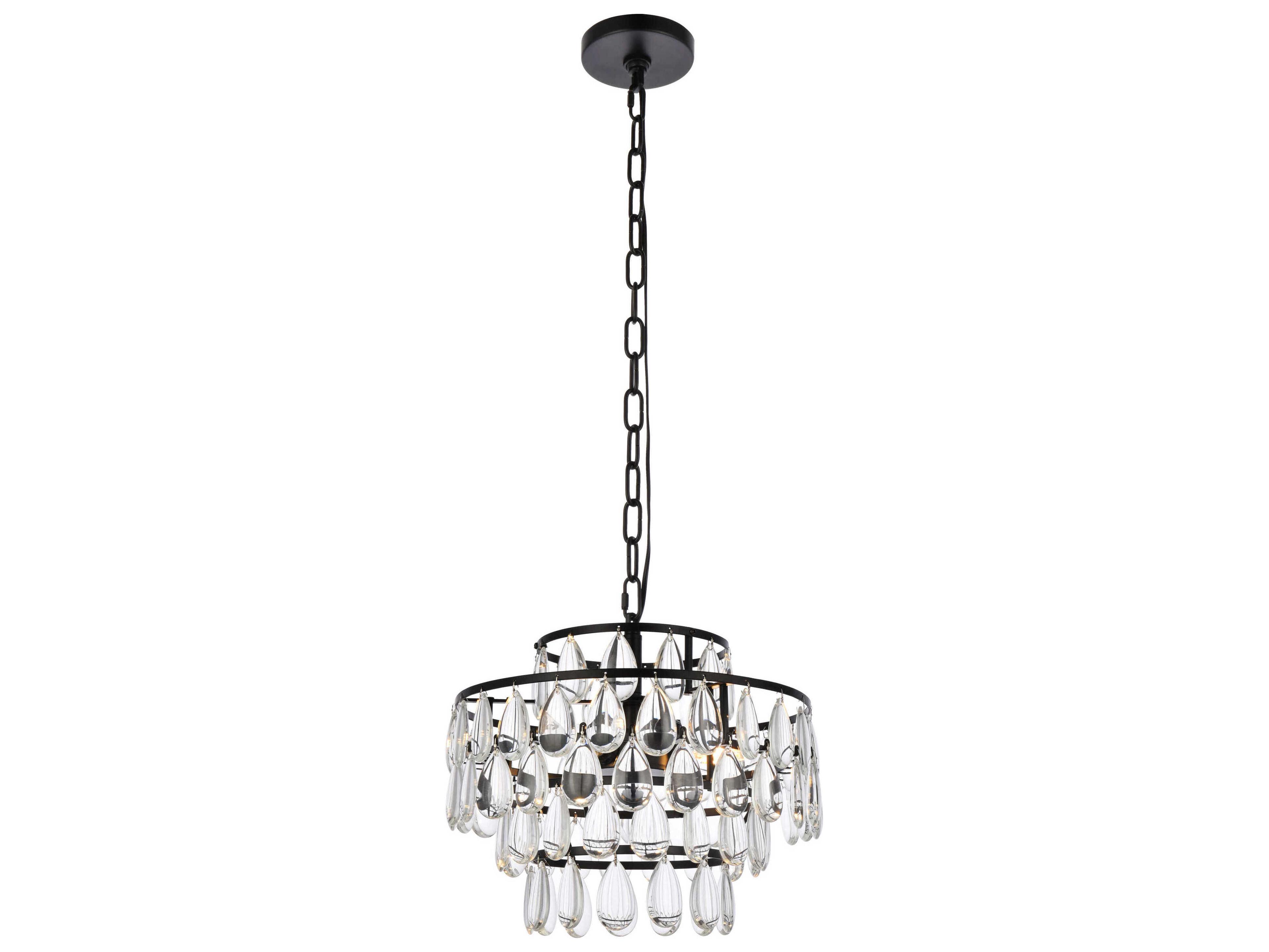 Mila 3-Light Black Crystal Pendant