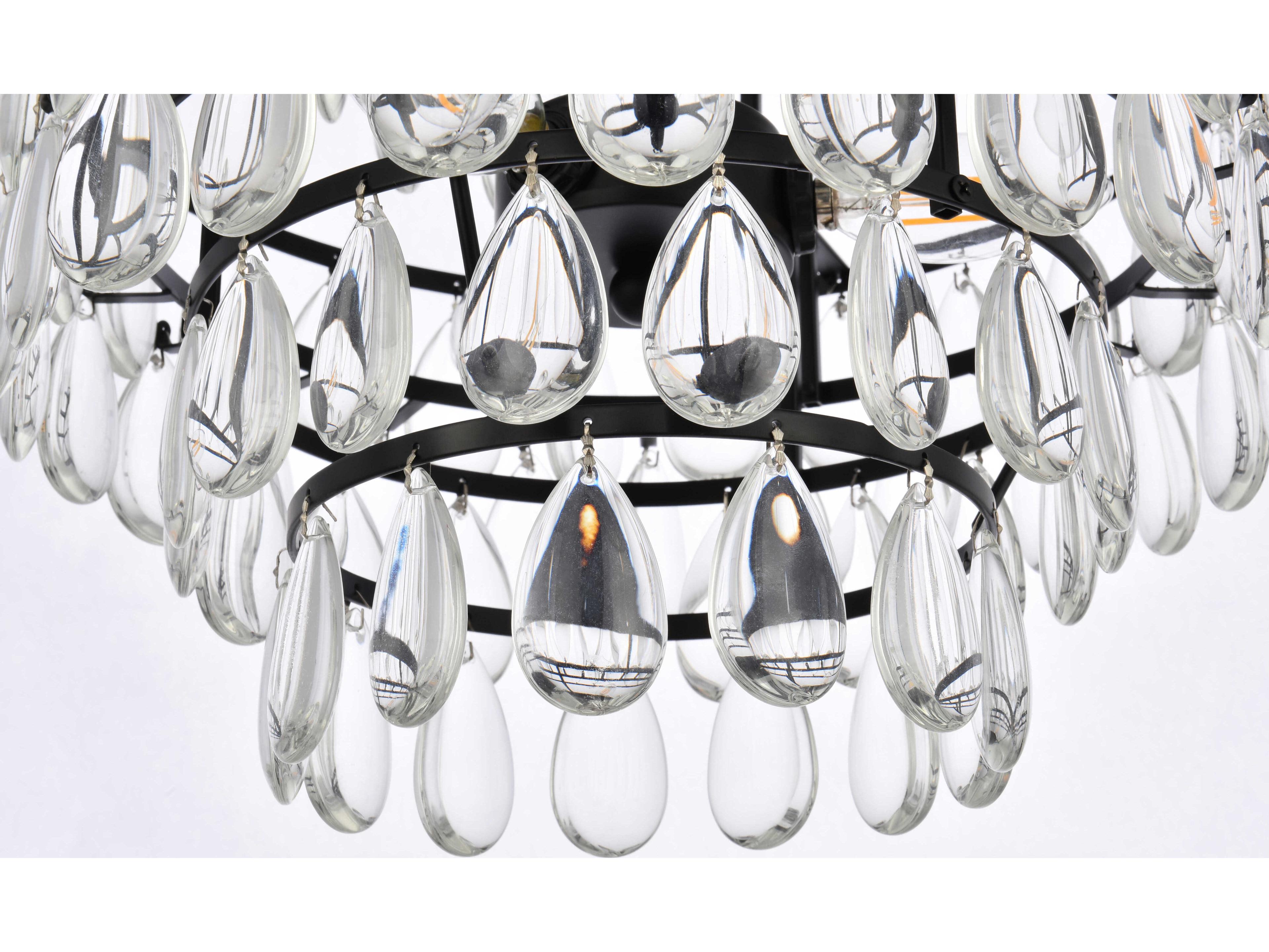 Elegant Lighting Mila 3-Light Black Crystal Pendant