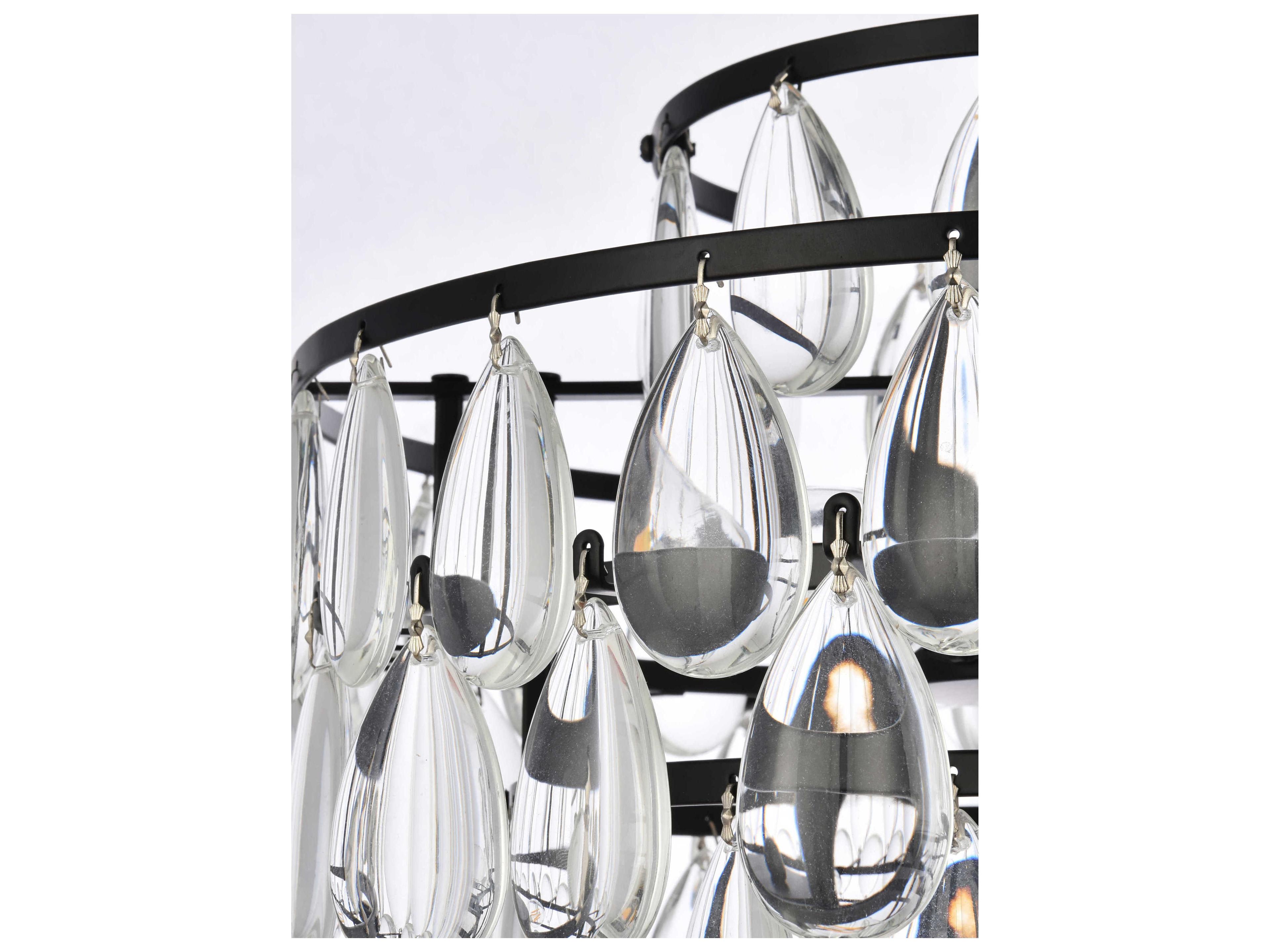Elegant Lighting Mila 3-Light Black Crystal Pendant