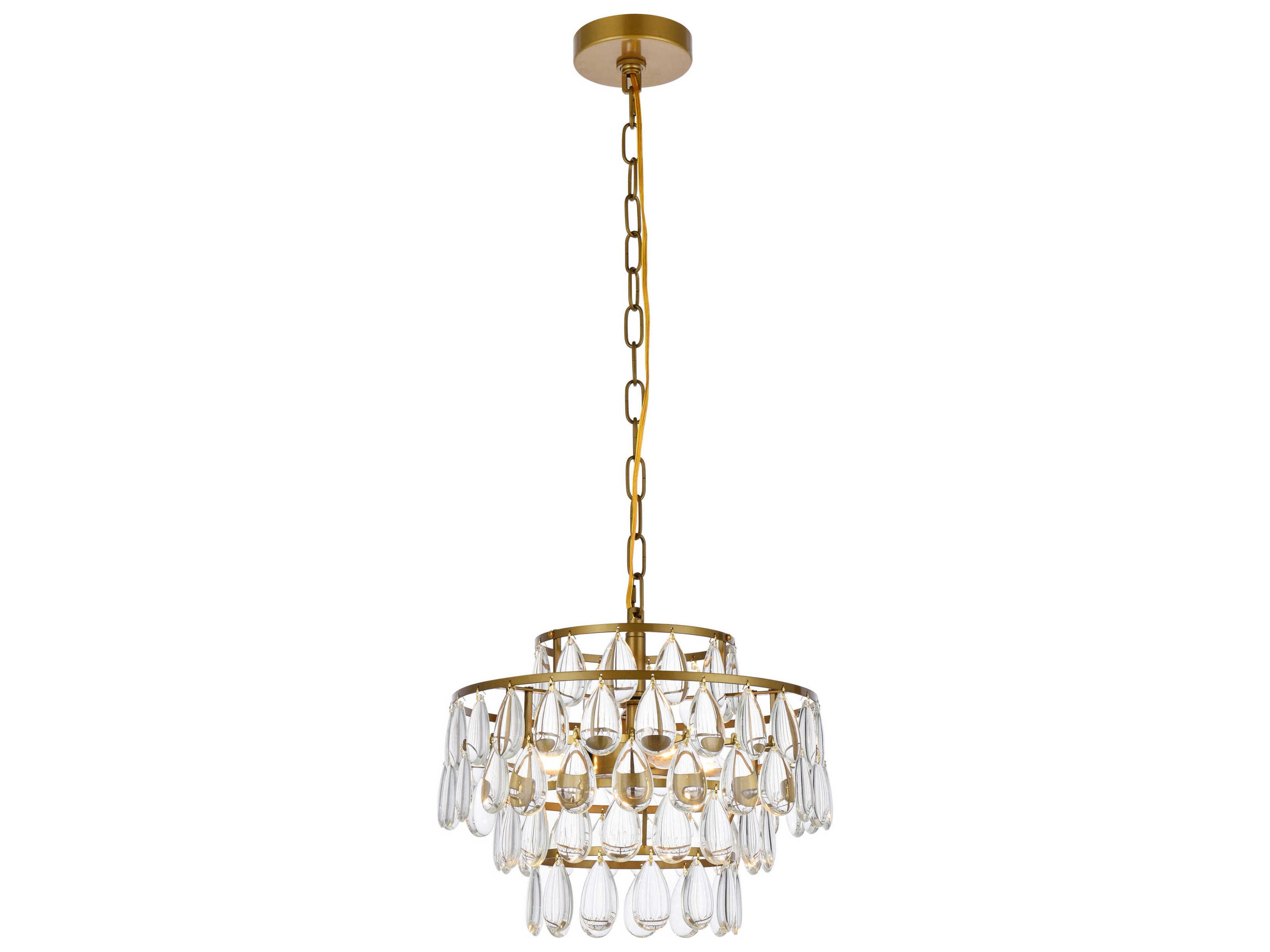 Mila 3-Light Brass Crystal Pendant