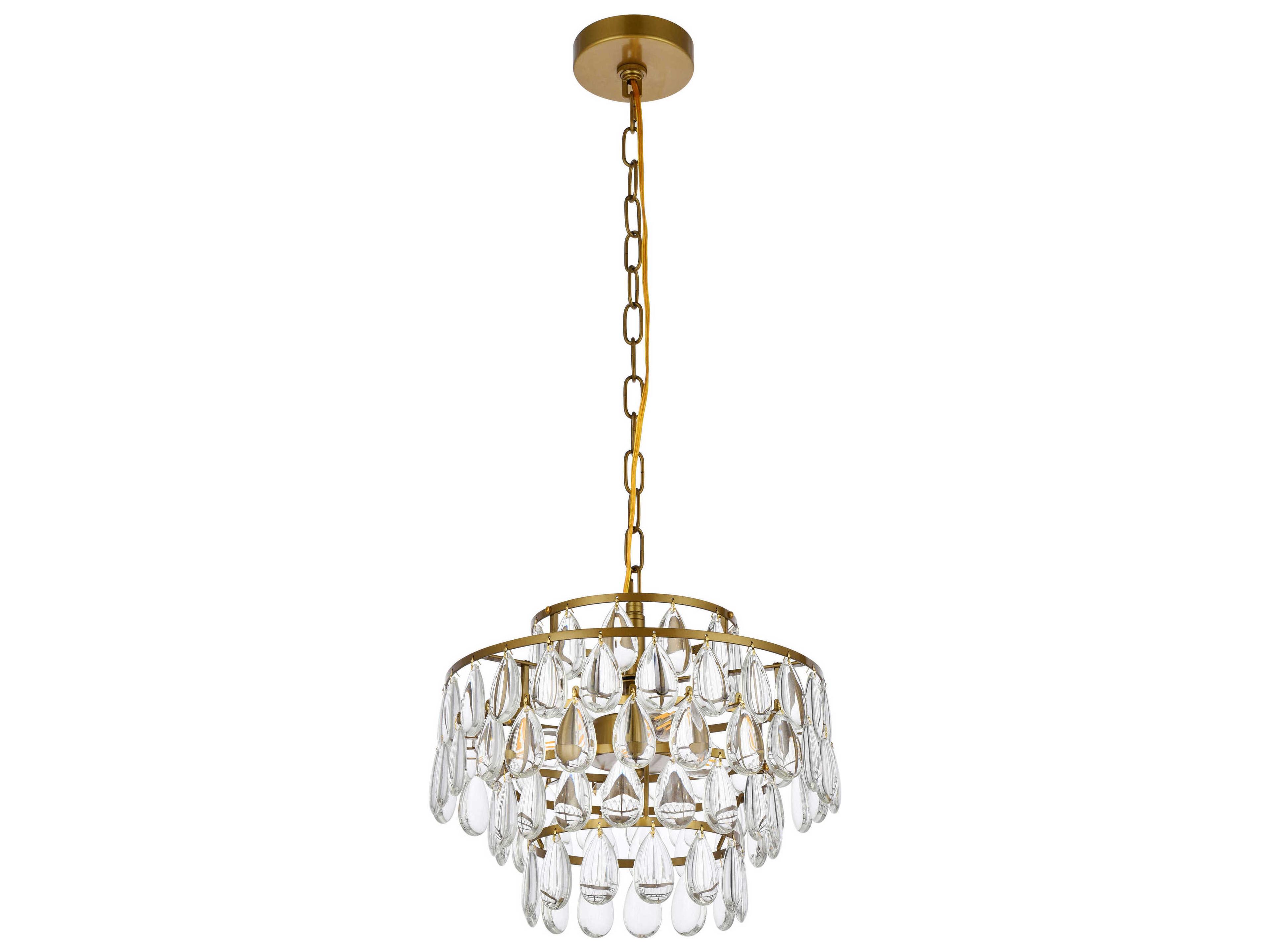 Elegant Lighting Mila 3-Light Brass Crystal Pendant