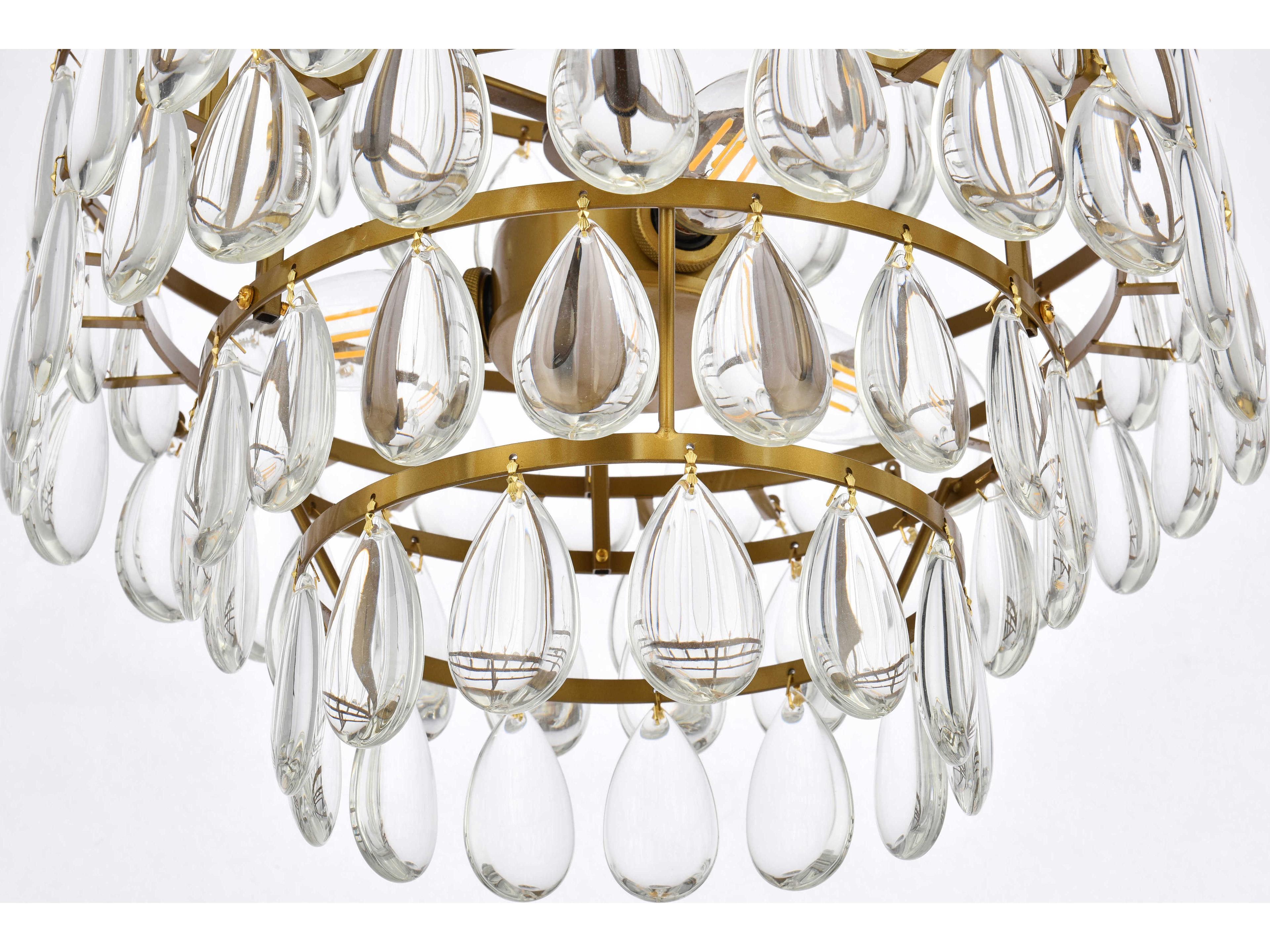 Elegant Lighting Mila 3-Light Brass Crystal Pendant
