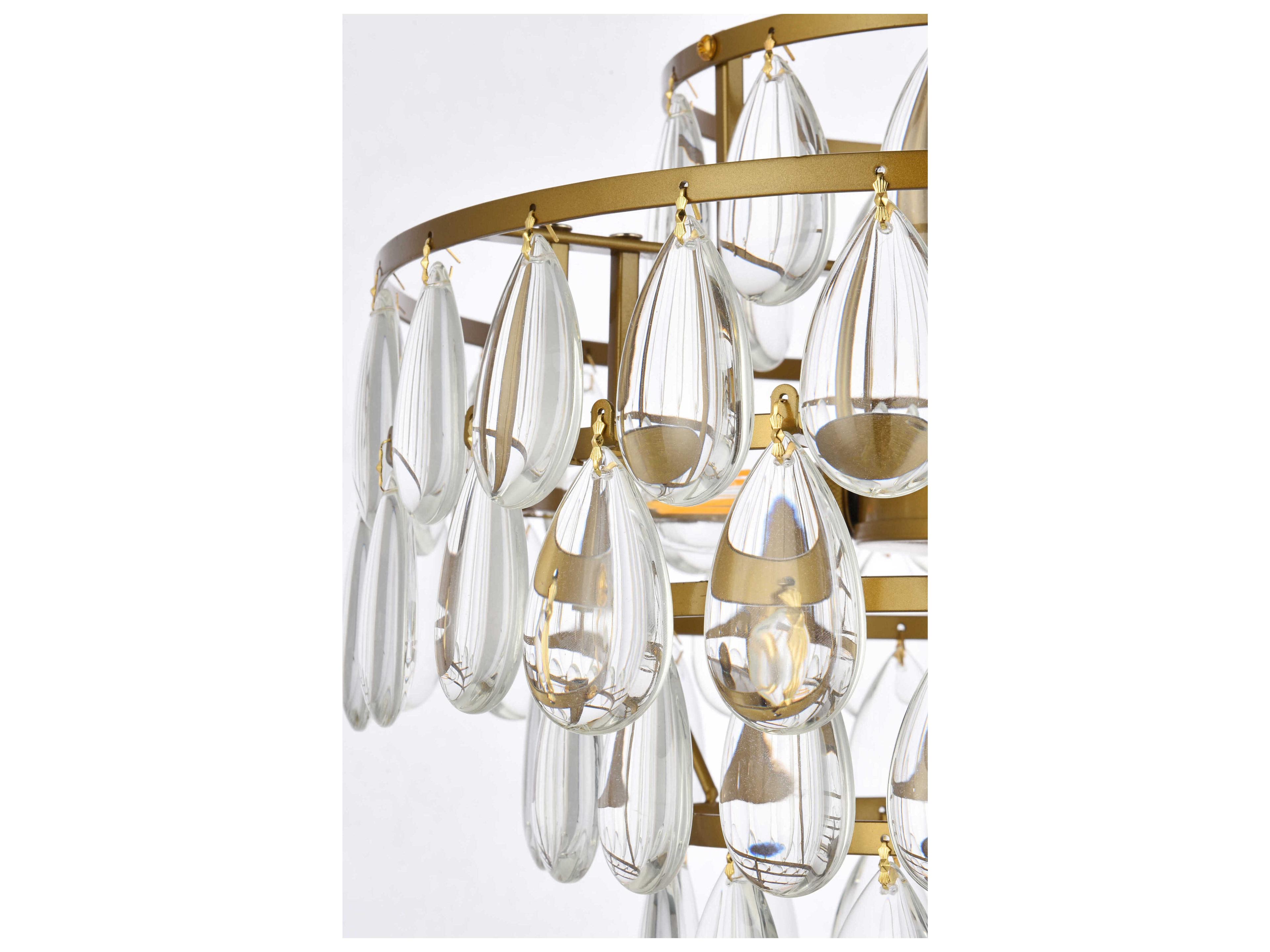 Elegant Lighting Mila 3-Light Brass Crystal Pendant