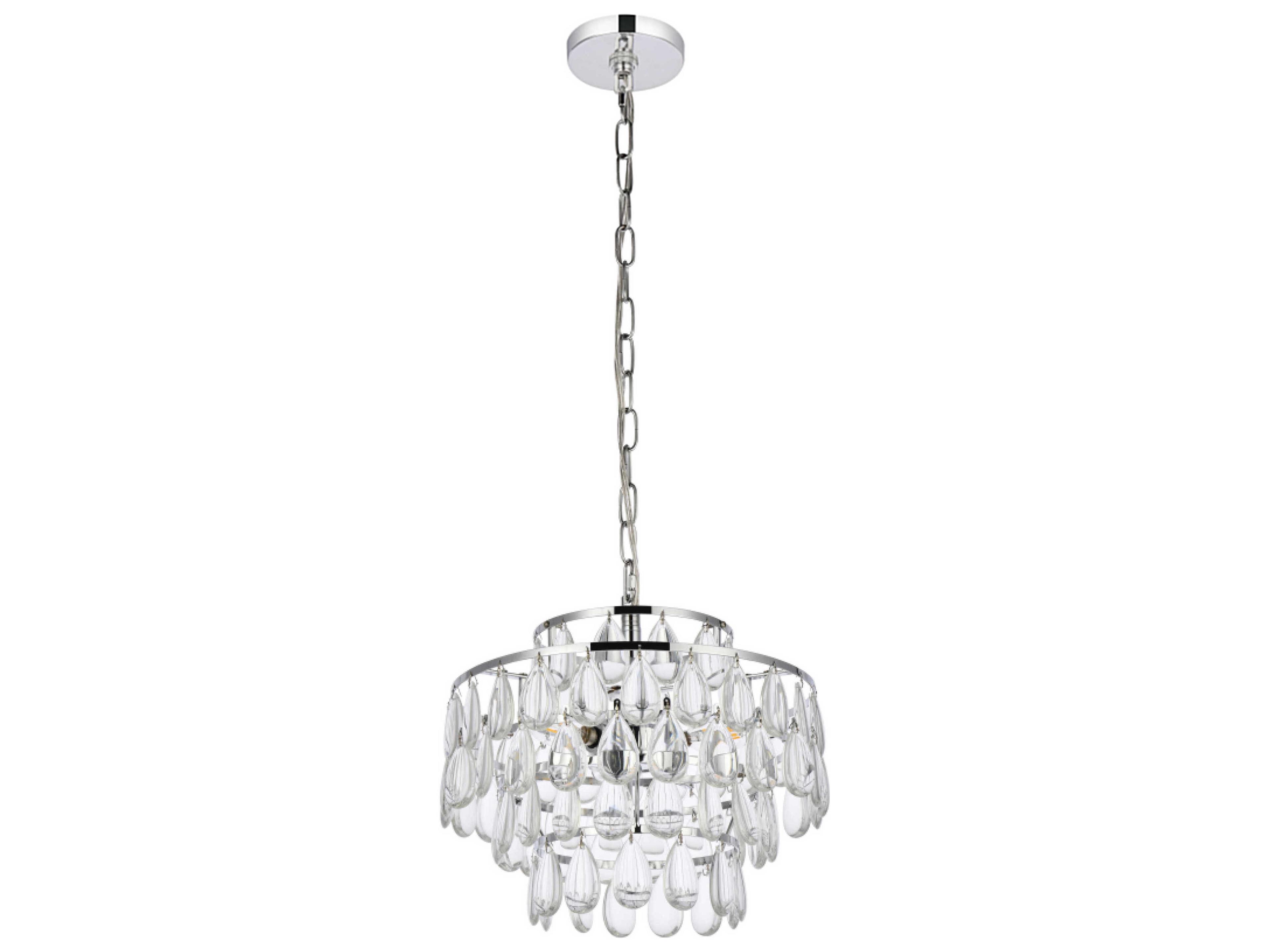 Elegant Lighting Mila 3-Light Chrome Crystal Glass Pendant