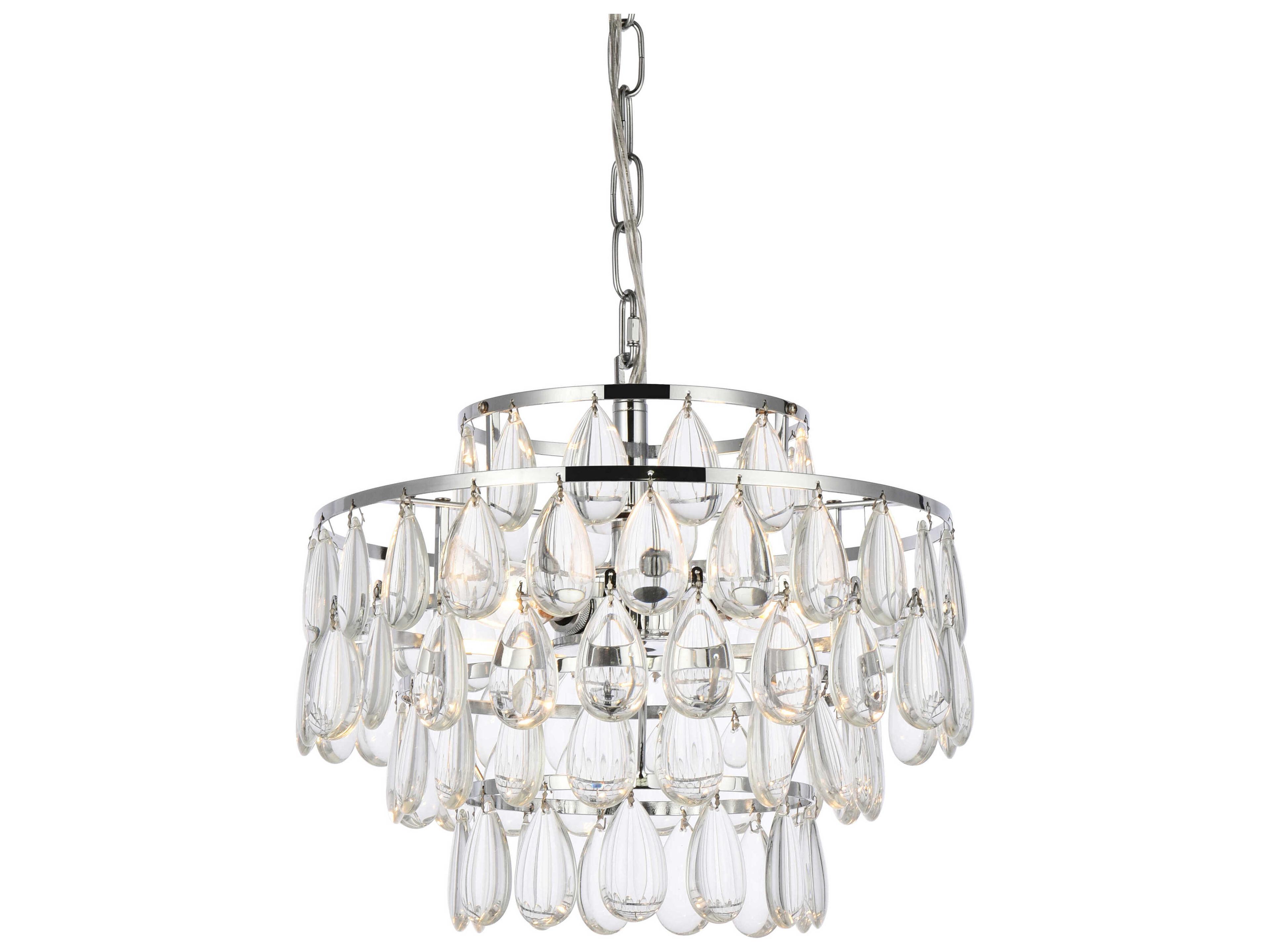 Elegant Lighting Mila 3-Light Chrome Crystal Glass Pendant