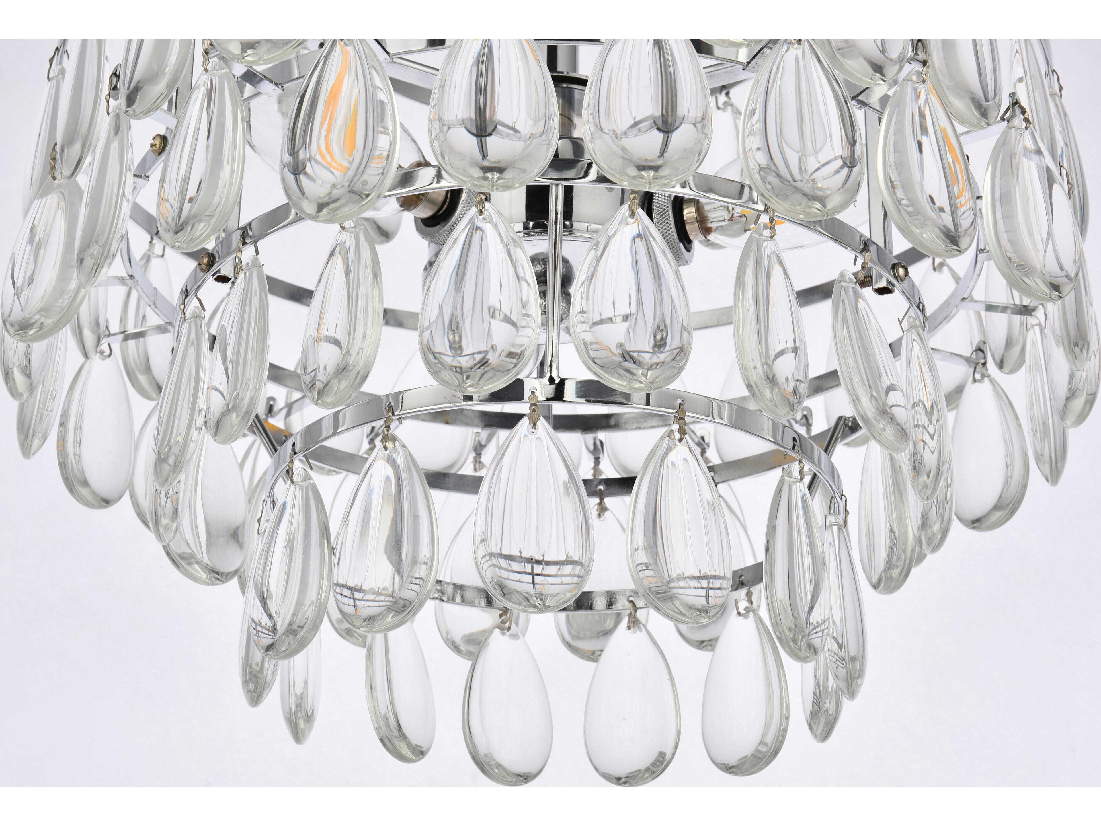 Elegant Lighting Mila 3-Light Chrome Crystal Glass Pendant