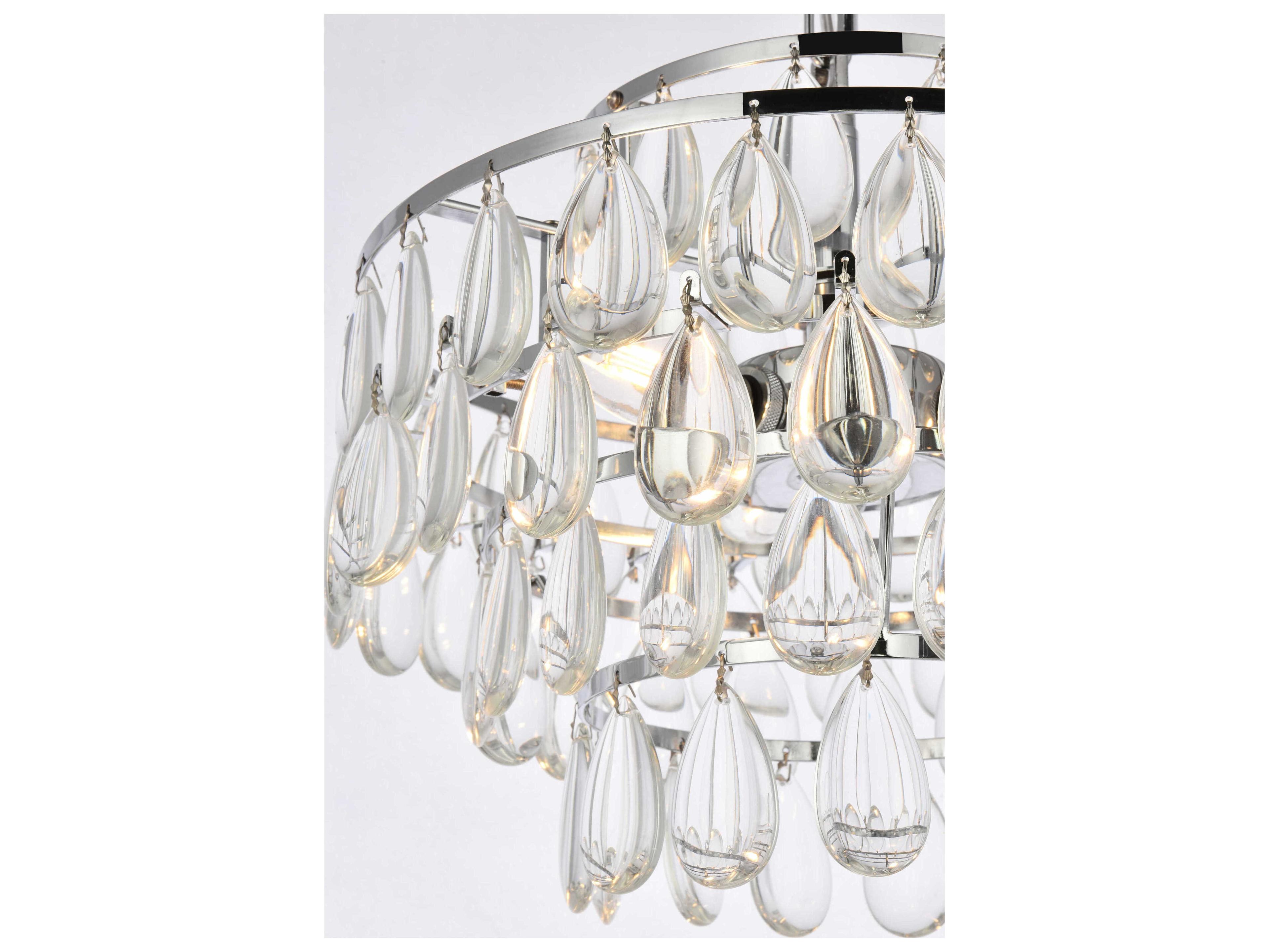 Elegant Lighting Mila 3-Light Chrome Crystal Glass Pendant