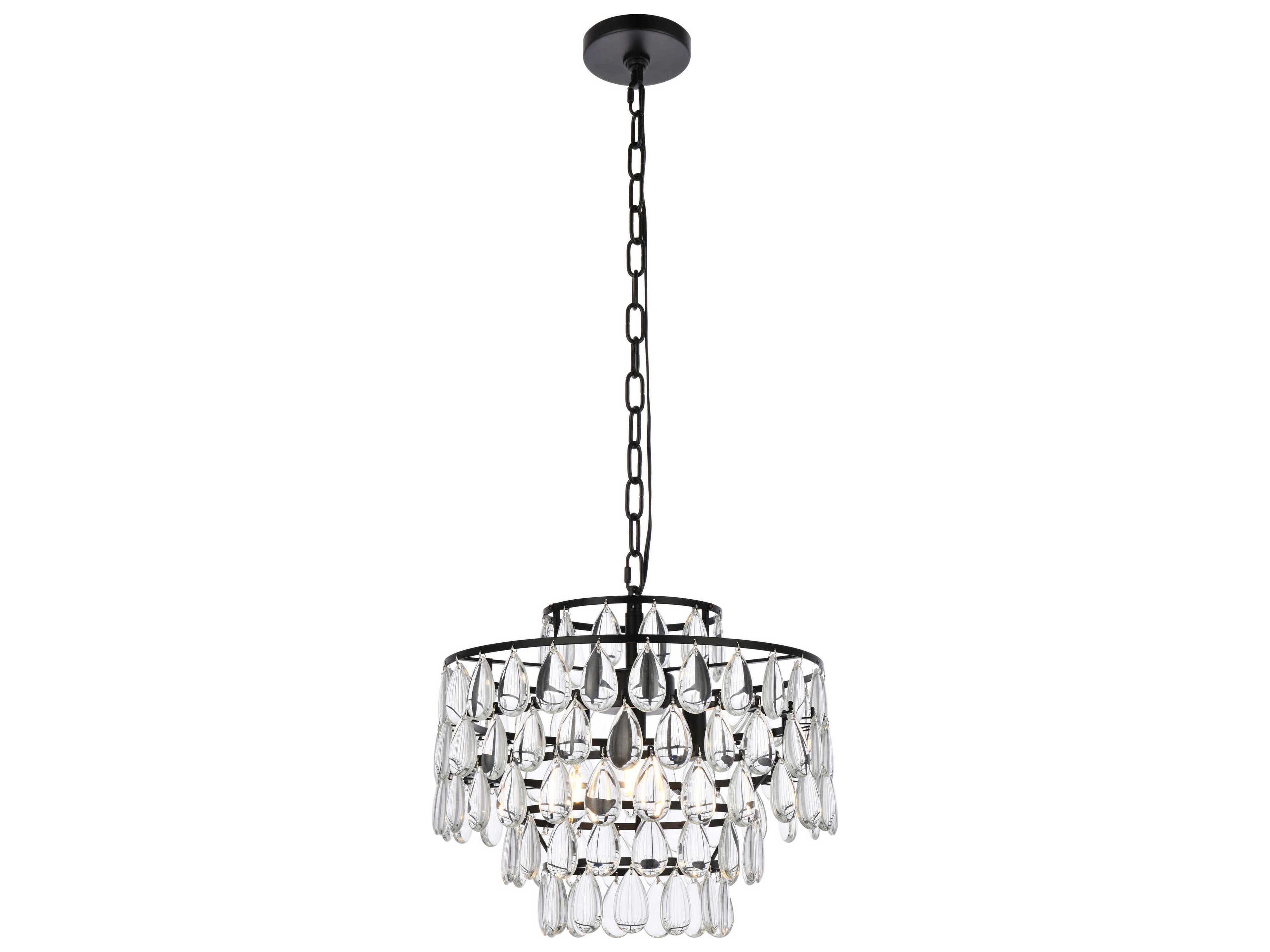 Mila 3-Light Black Crystal Pendant