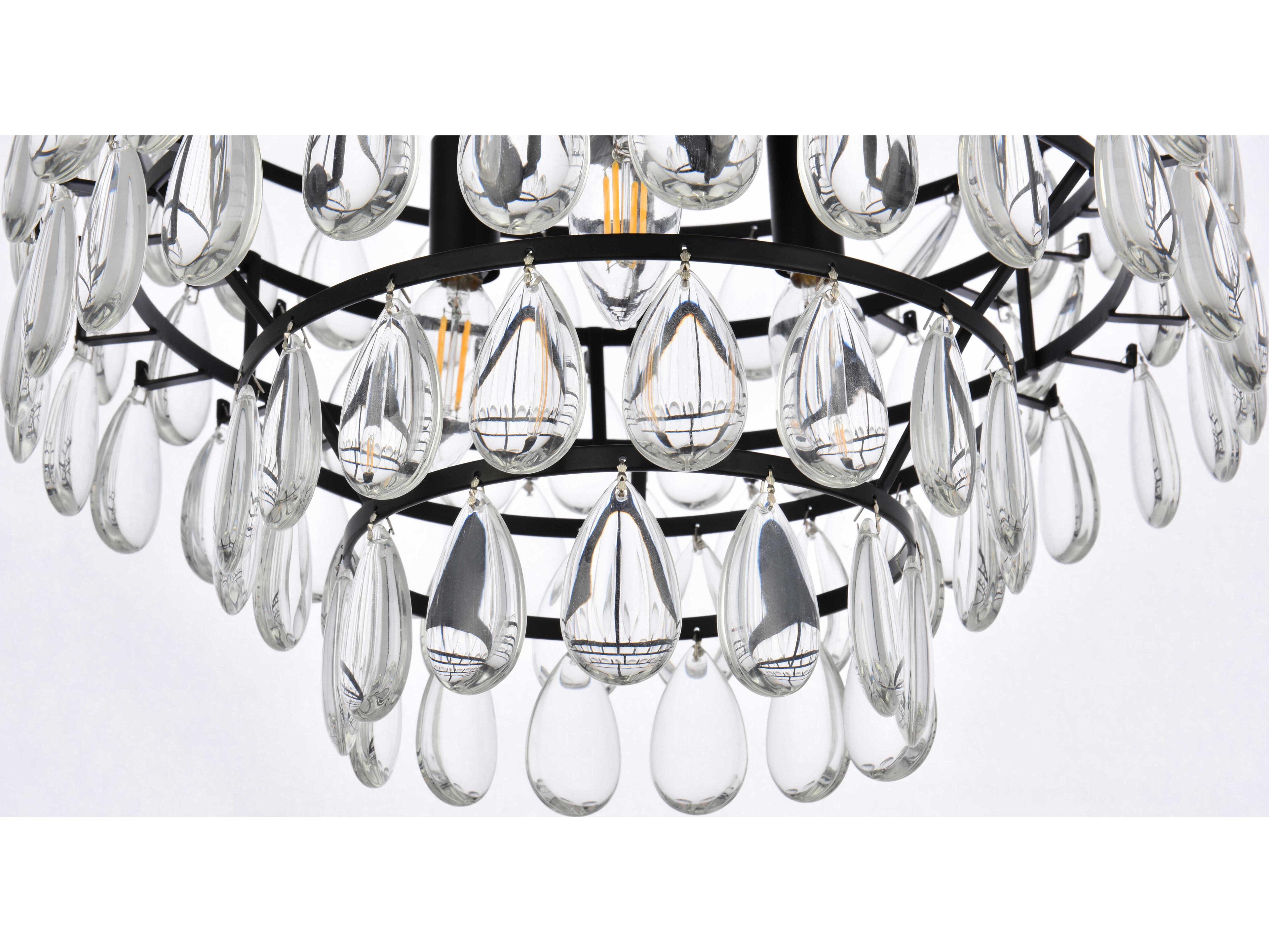 Elegant Lighting Mila 3-Light Black Crystal Pendant