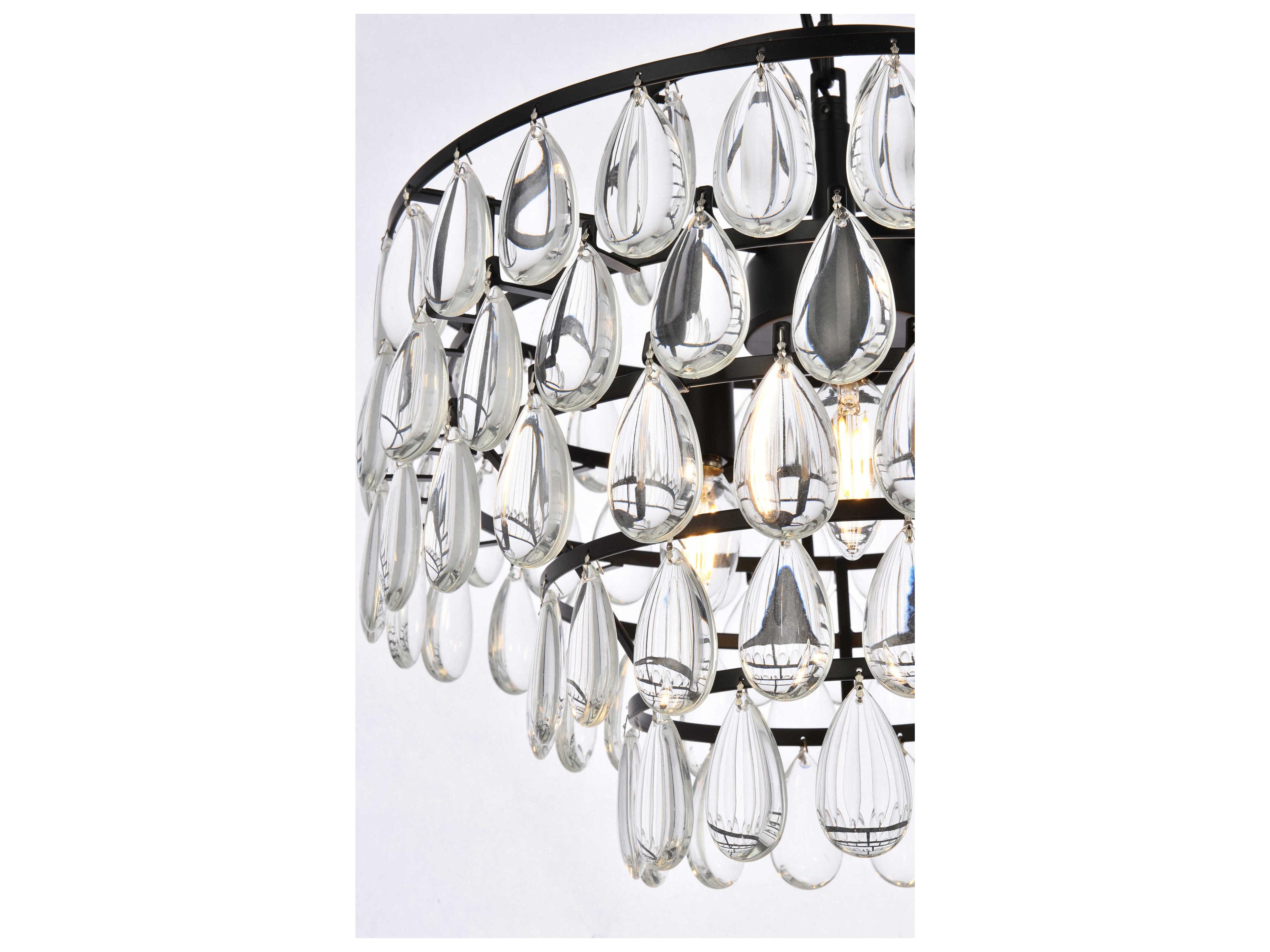 Elegant Lighting Mila 3-Light Black Crystal Pendant