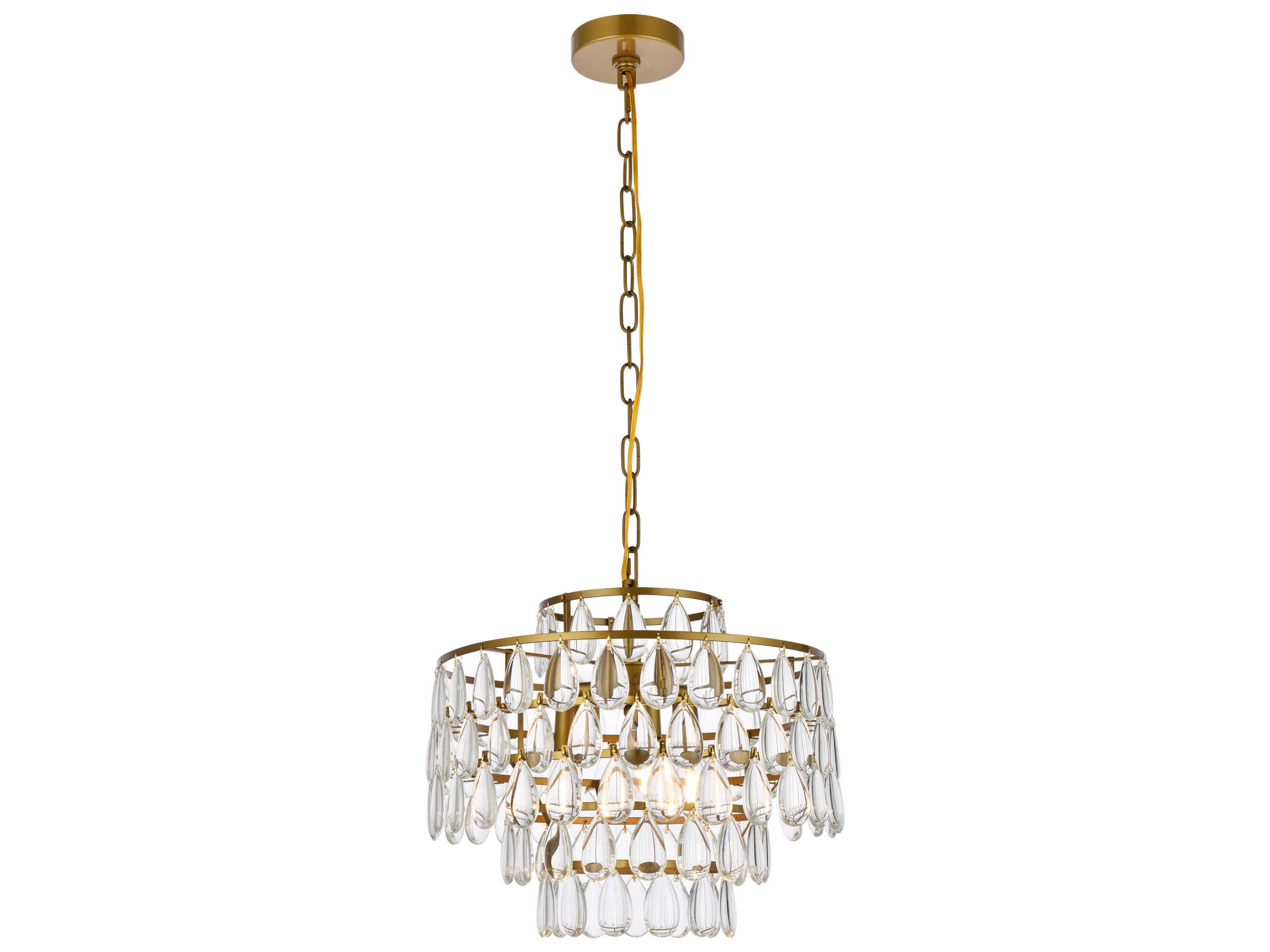 Mila 3-Light Brass Crystal Pendant