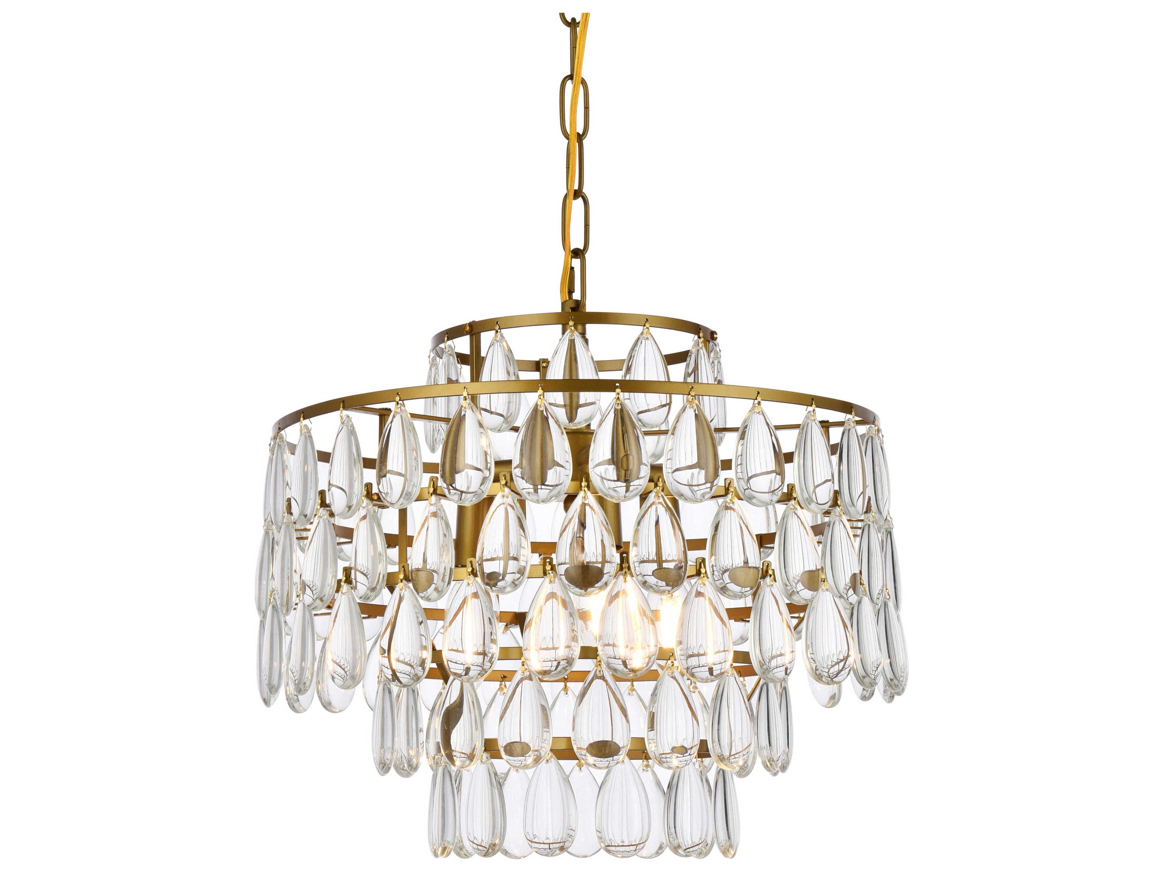 Elegant Lighting Mila 3-Light Brass Crystal Pendant
