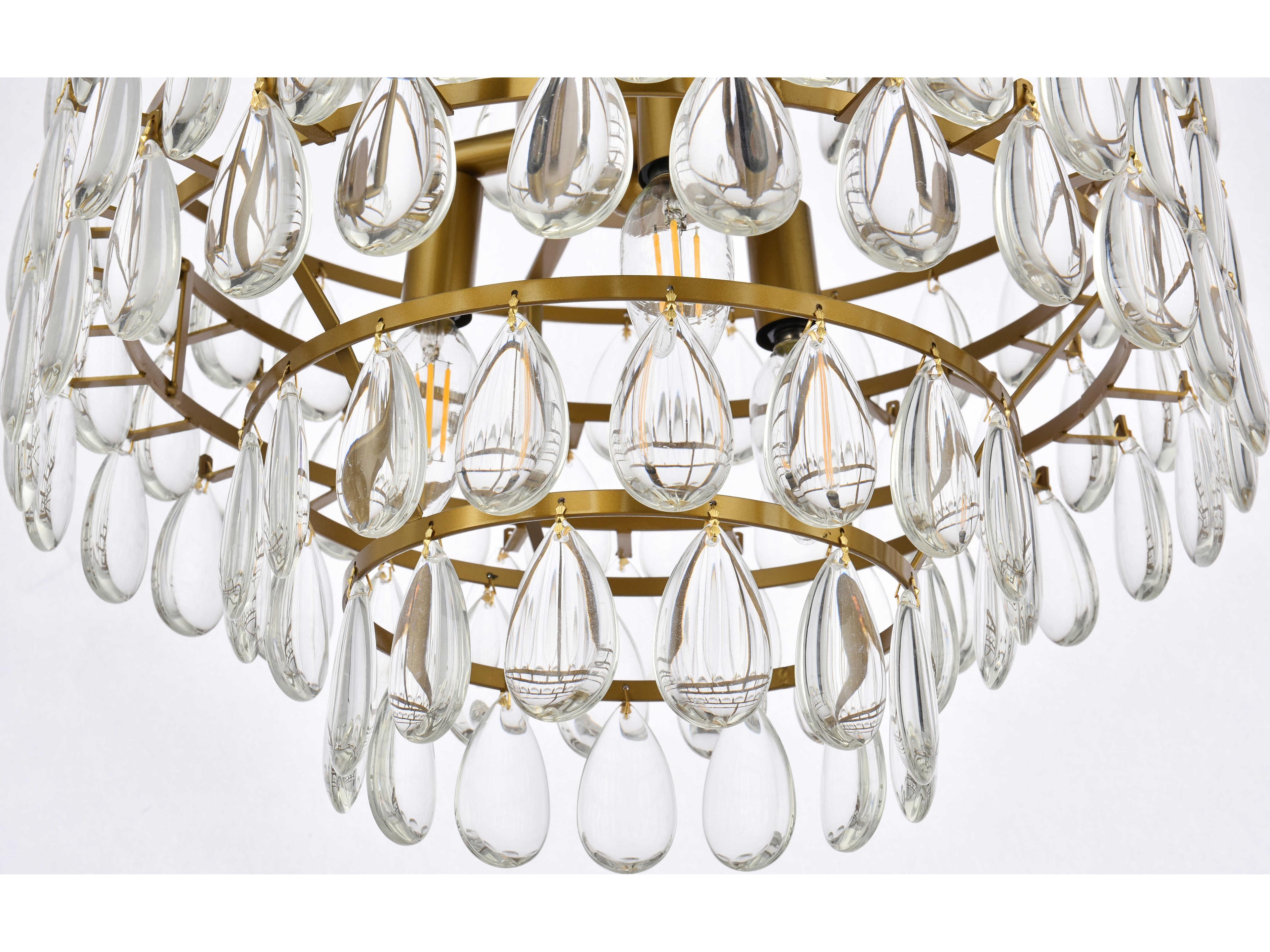 Elegant Lighting Mila 3-Light Brass Crystal Pendant