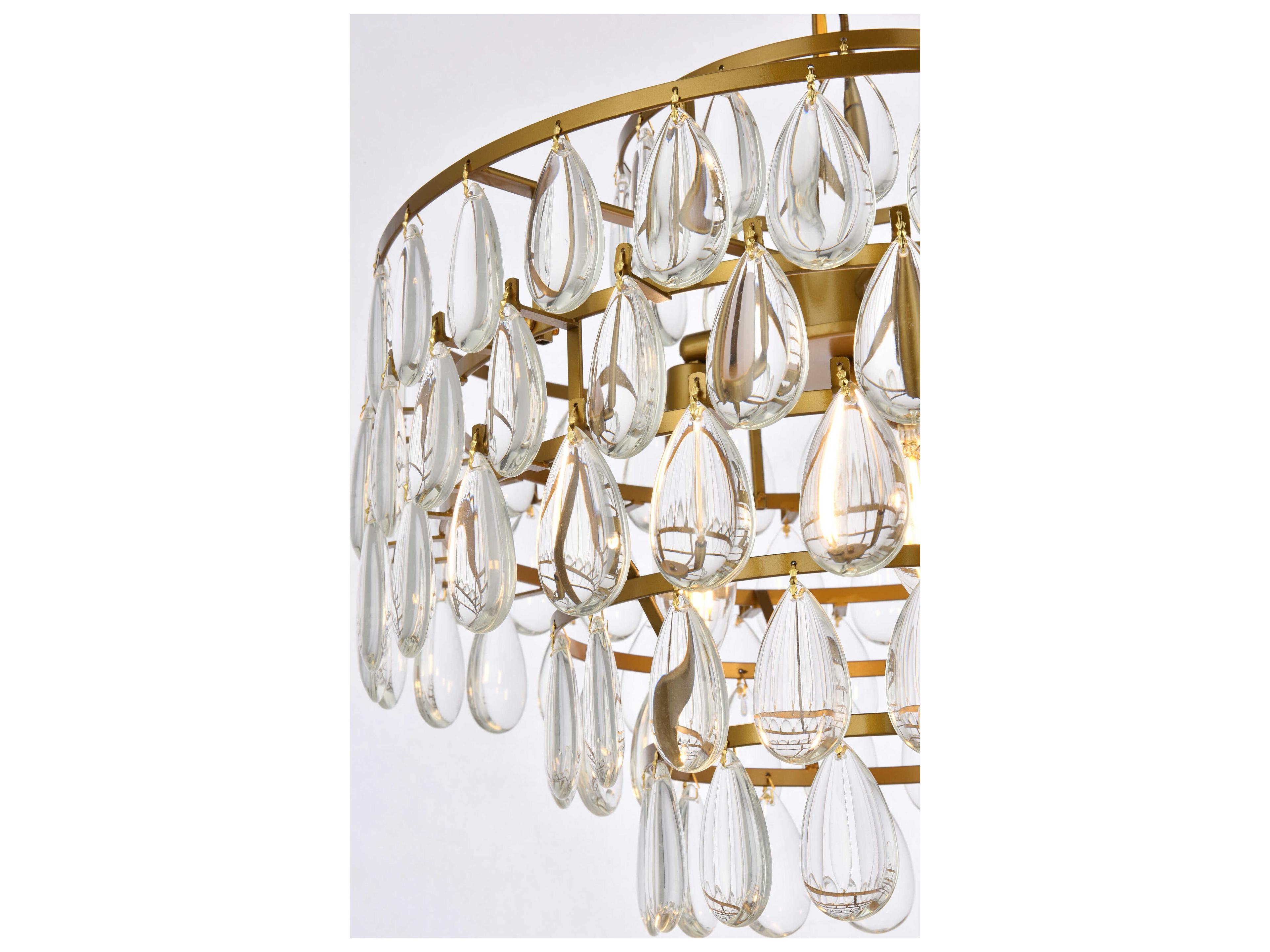Elegant Lighting Mila 3-Light Brass Crystal Pendant