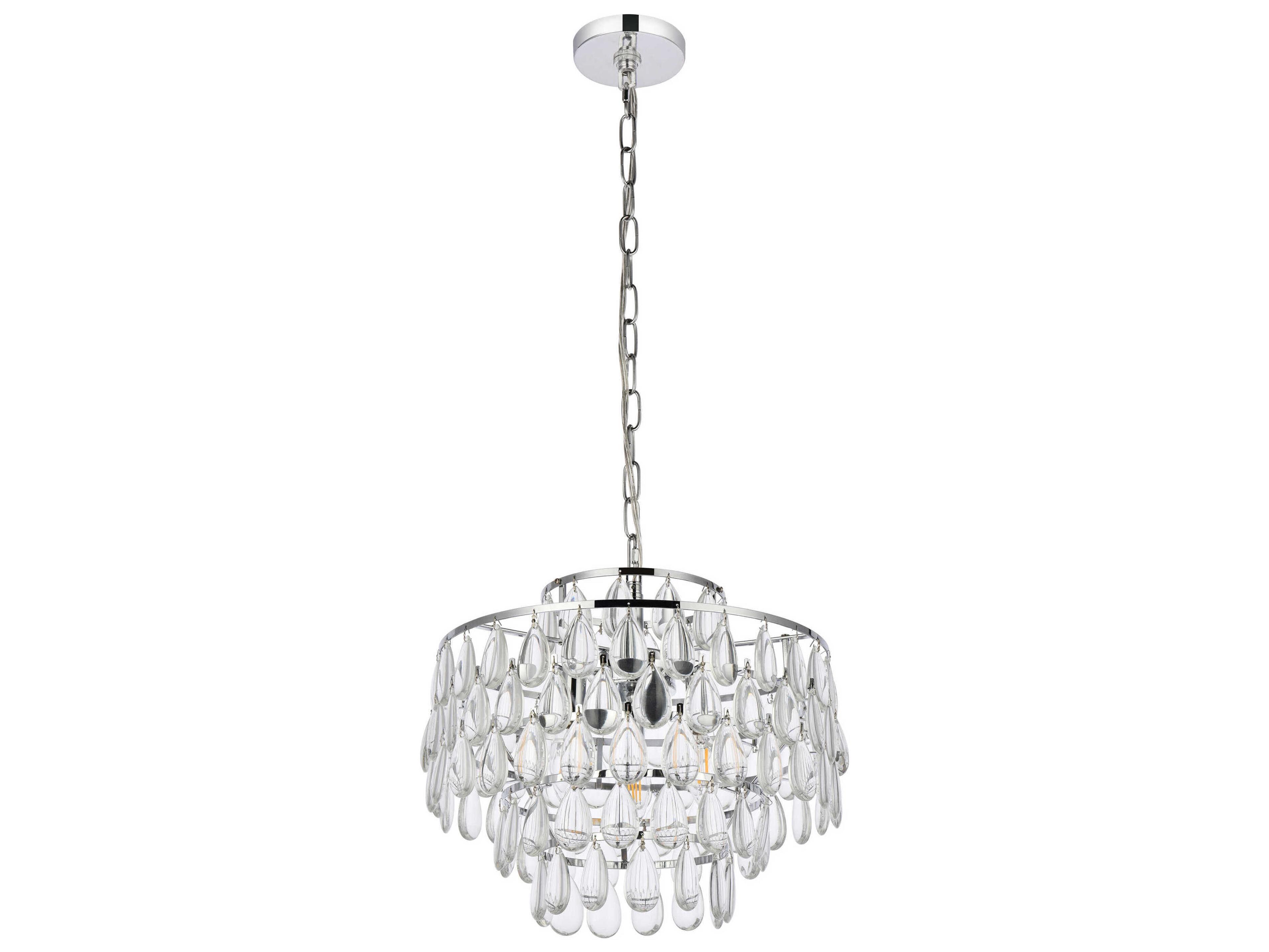 Elegant Lighting Mila 3-Light Chrome Crystal Pendant