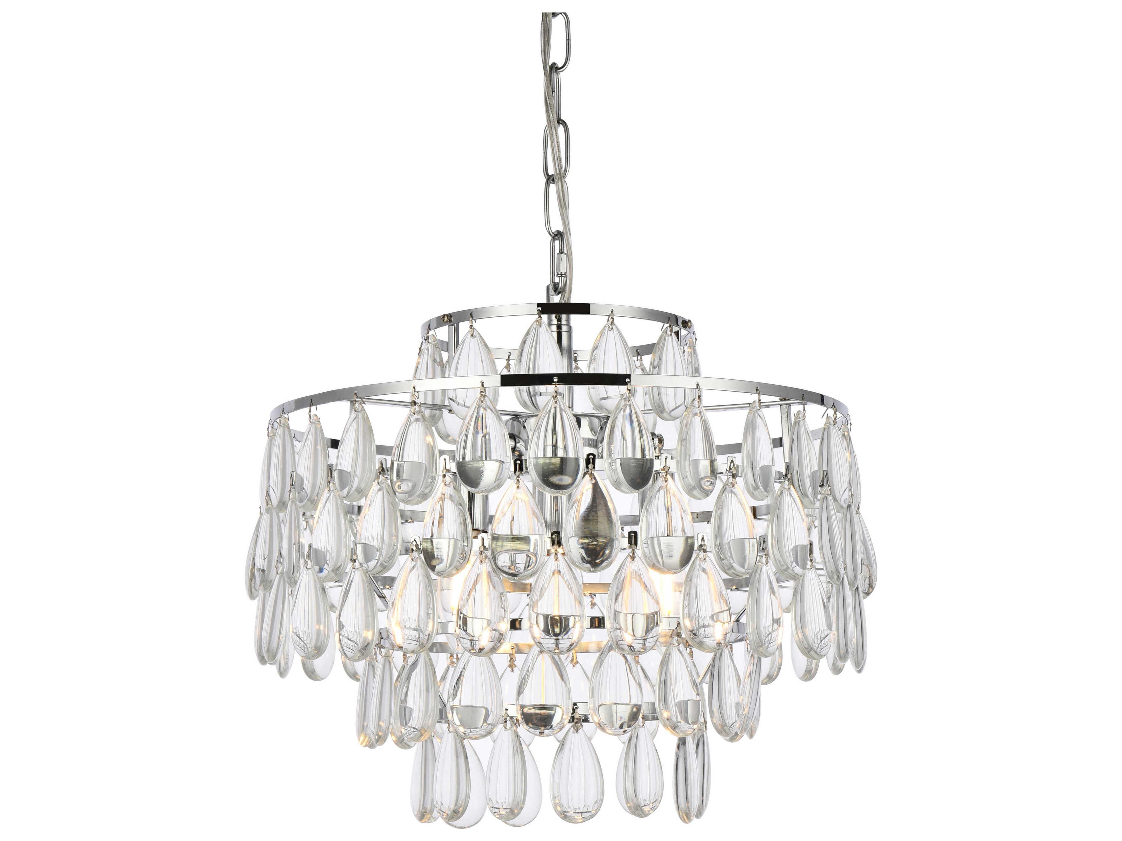 Elegant Lighting Mila 3-Light Chrome Crystal Pendant