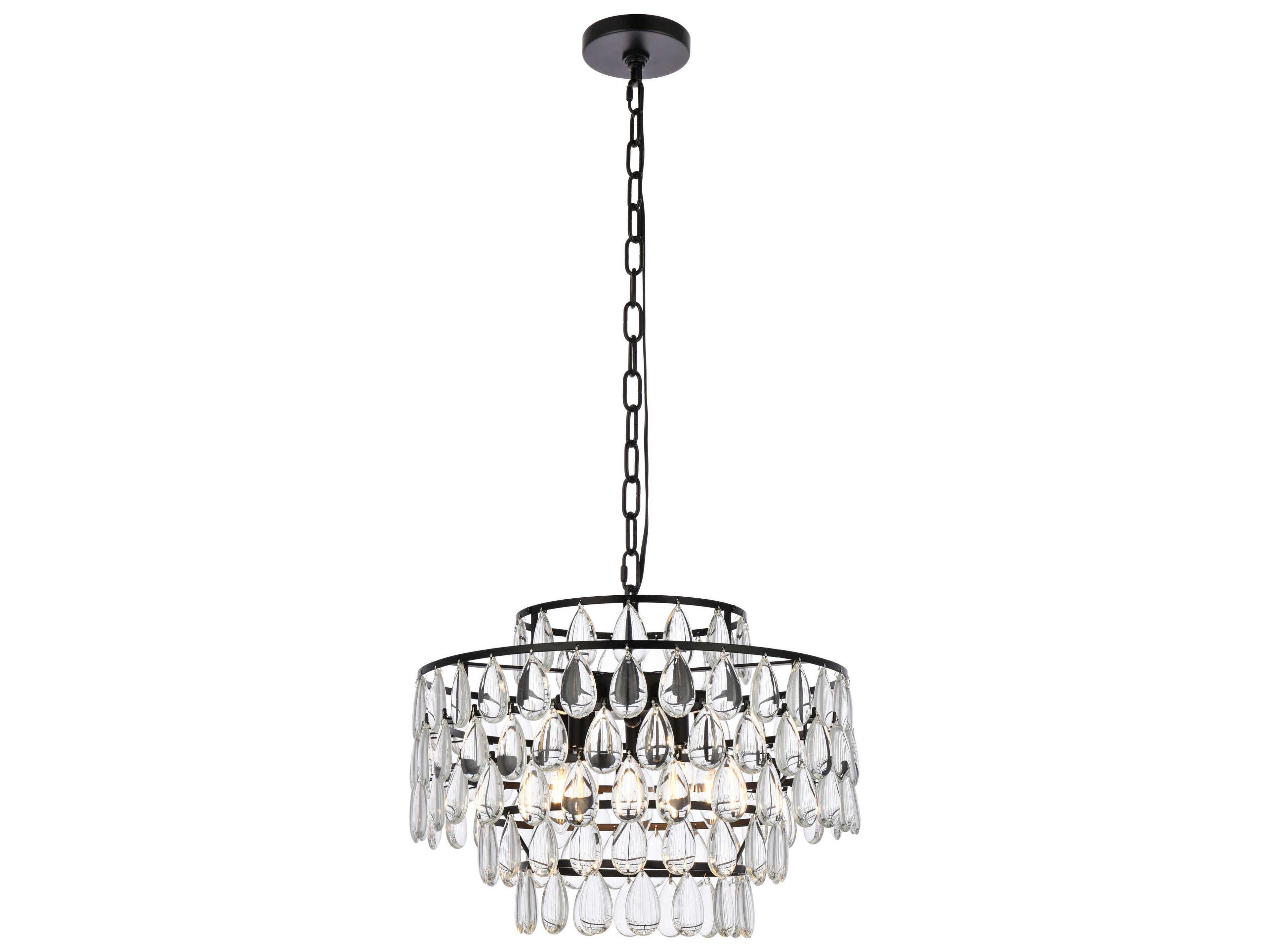 Mila 5-Light Black Crystal Pendant