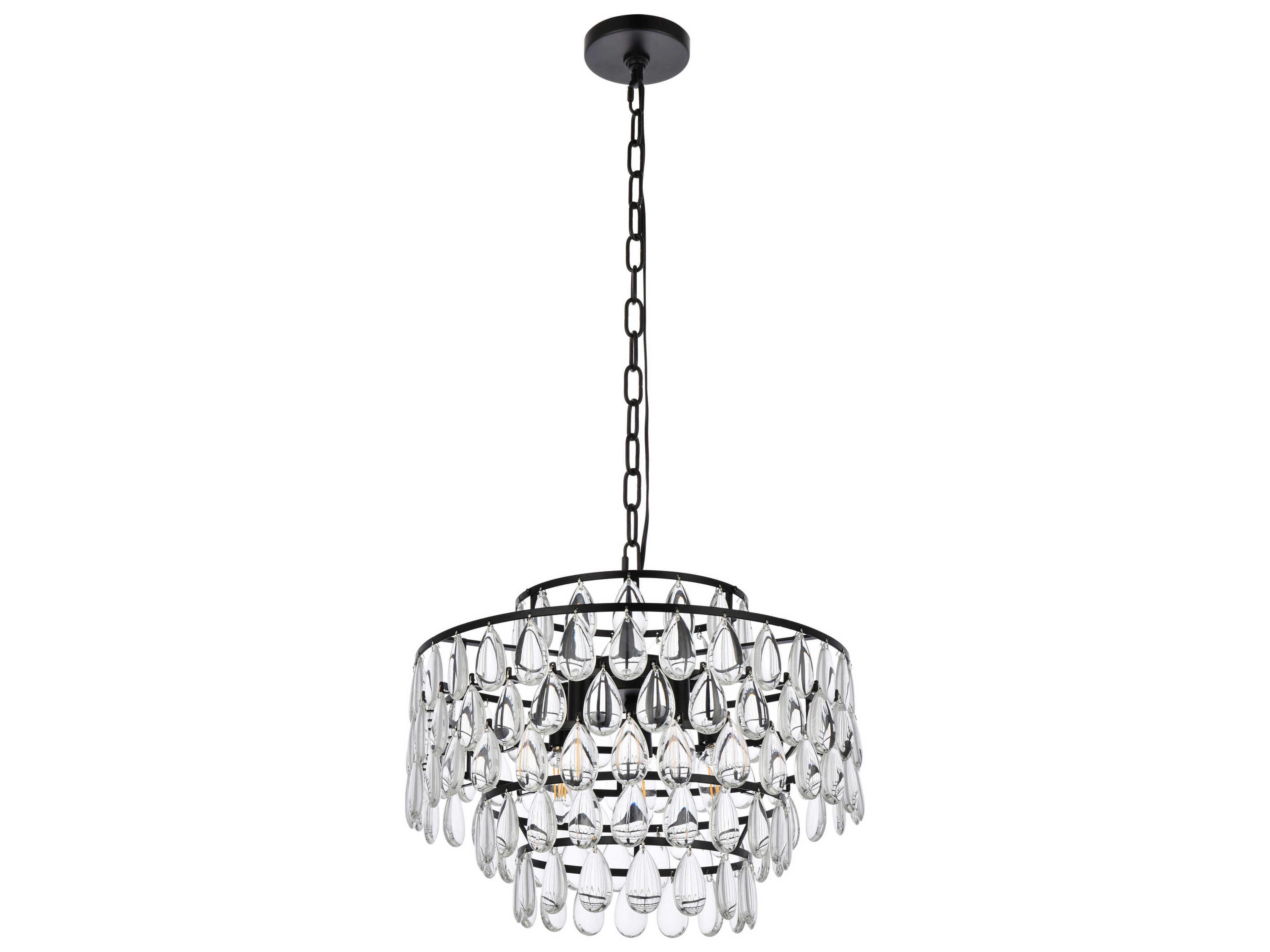 Elegant Lighting Mila 5-Light Black Crystal Pendant