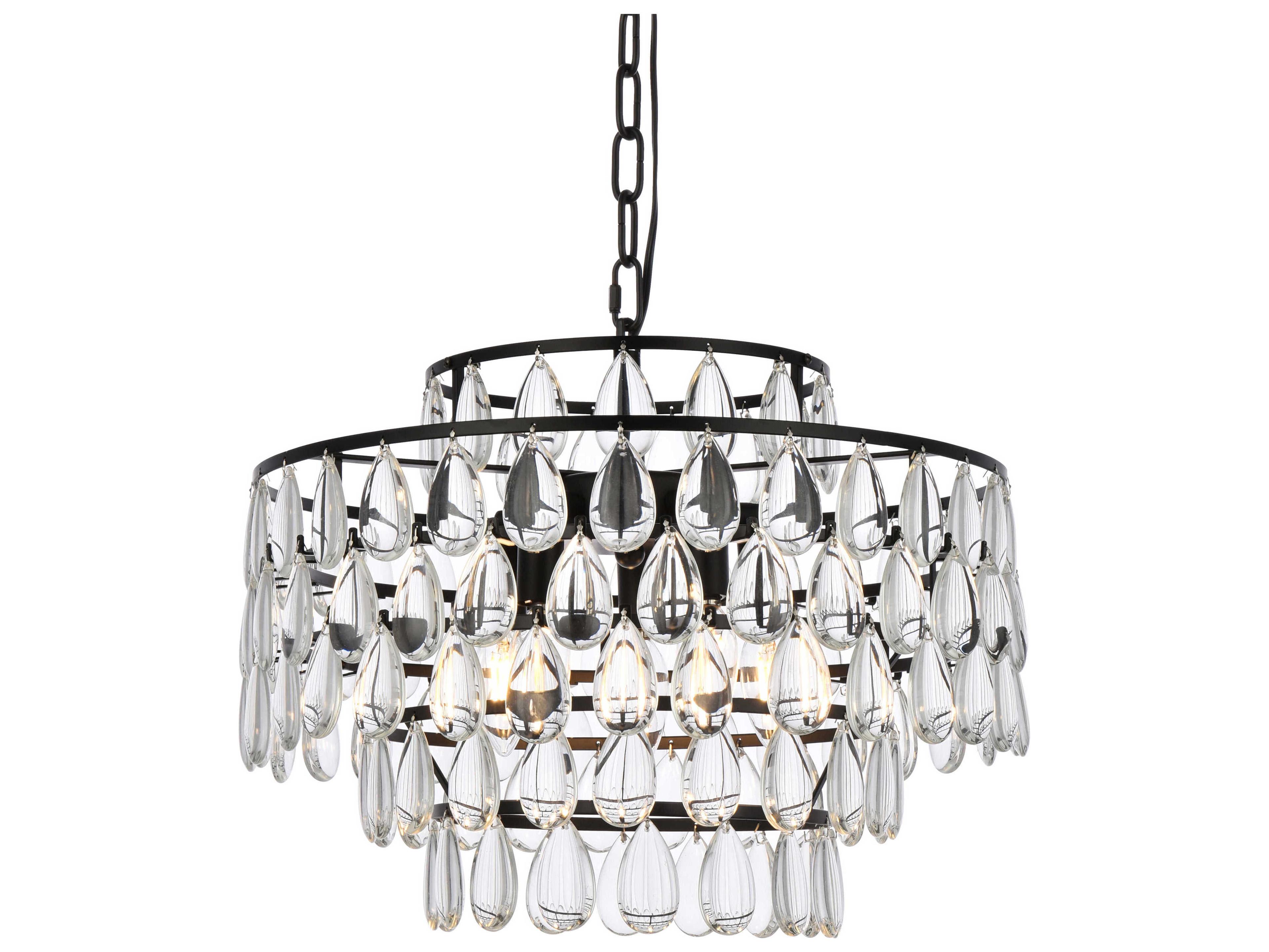 Elegant Lighting Mila 5-Light Black Crystal Pendant