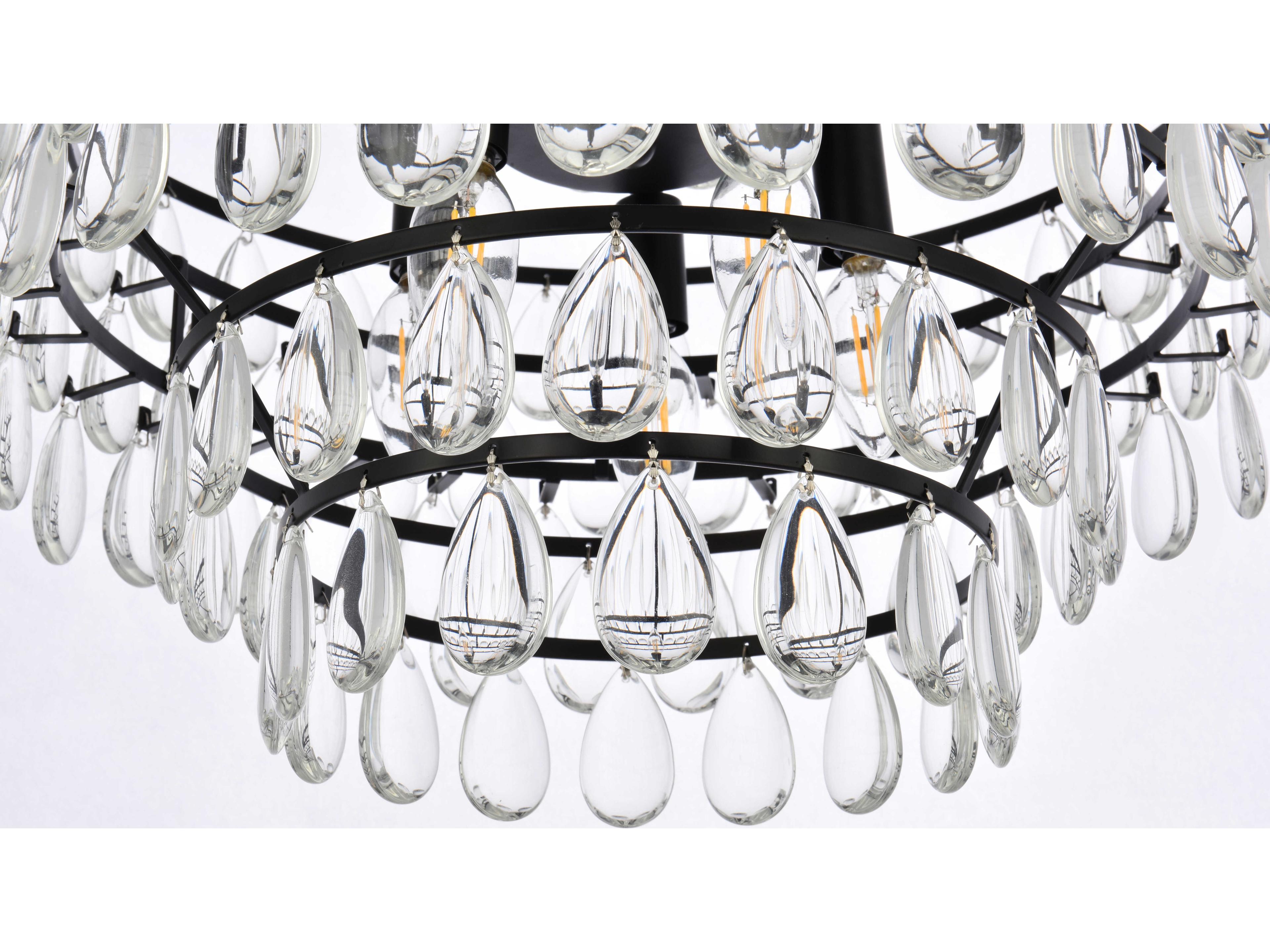 Elegant Lighting Mila 5-Light Black Crystal Pendant
