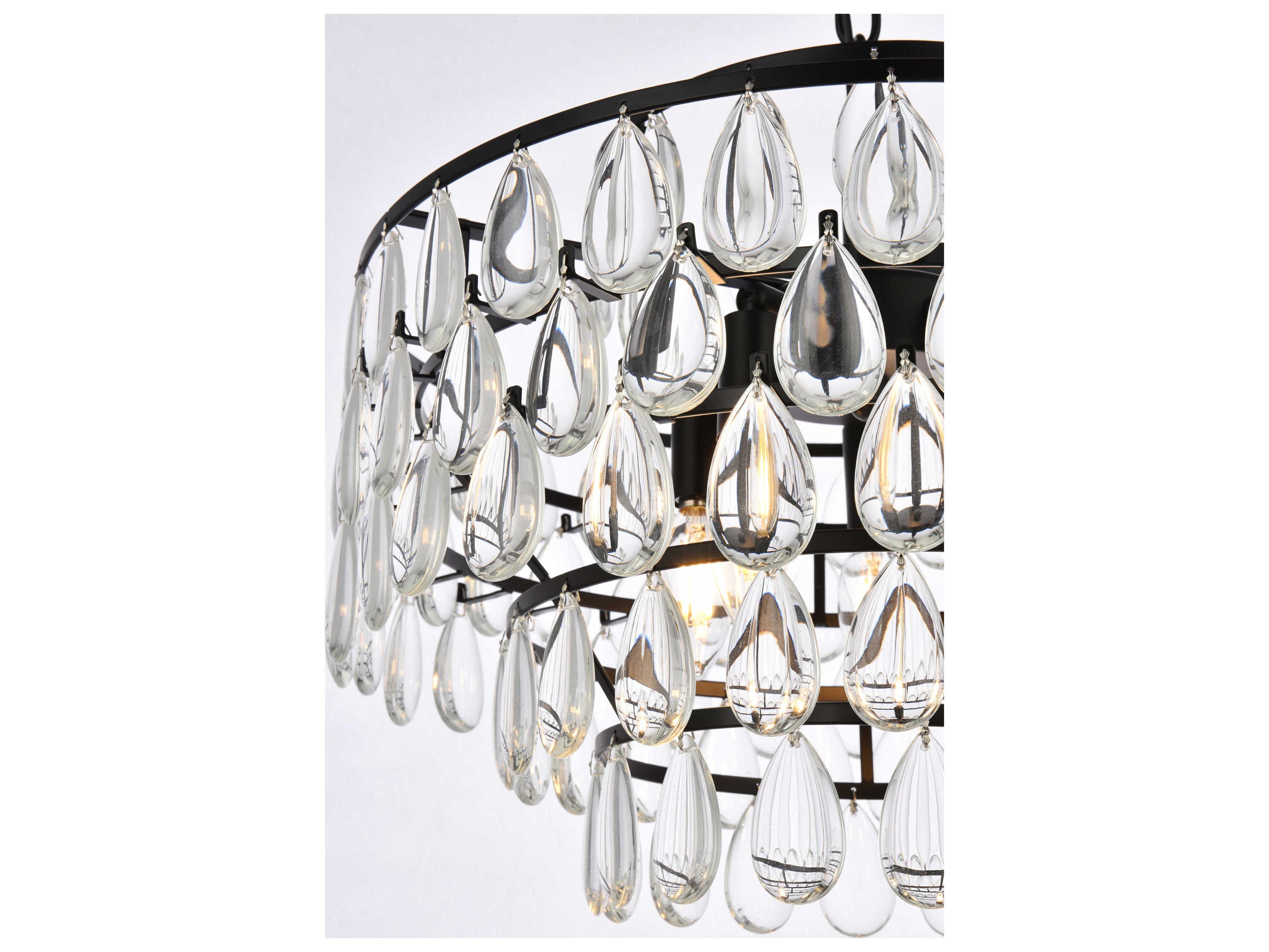Elegant Lighting Mila 5-Light Black Crystal Pendant