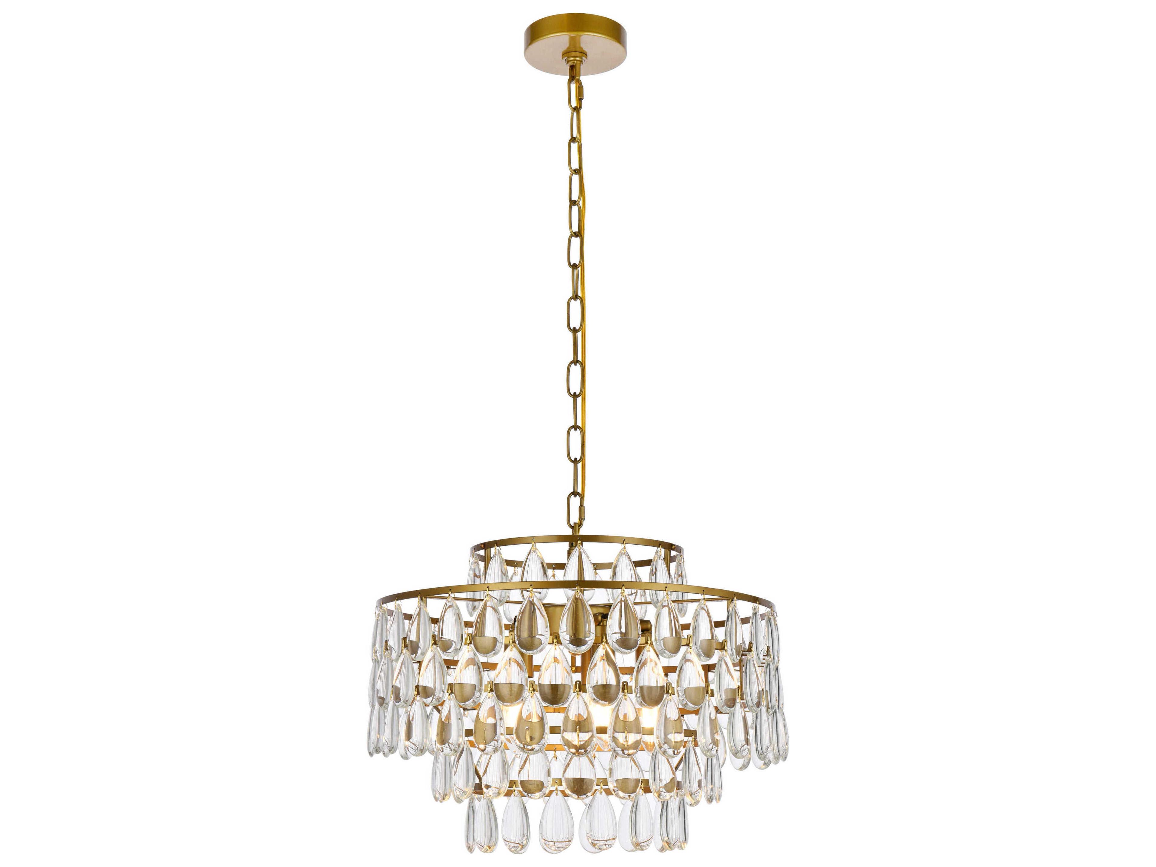 Mila 5-Light Brass Crystal Pendant