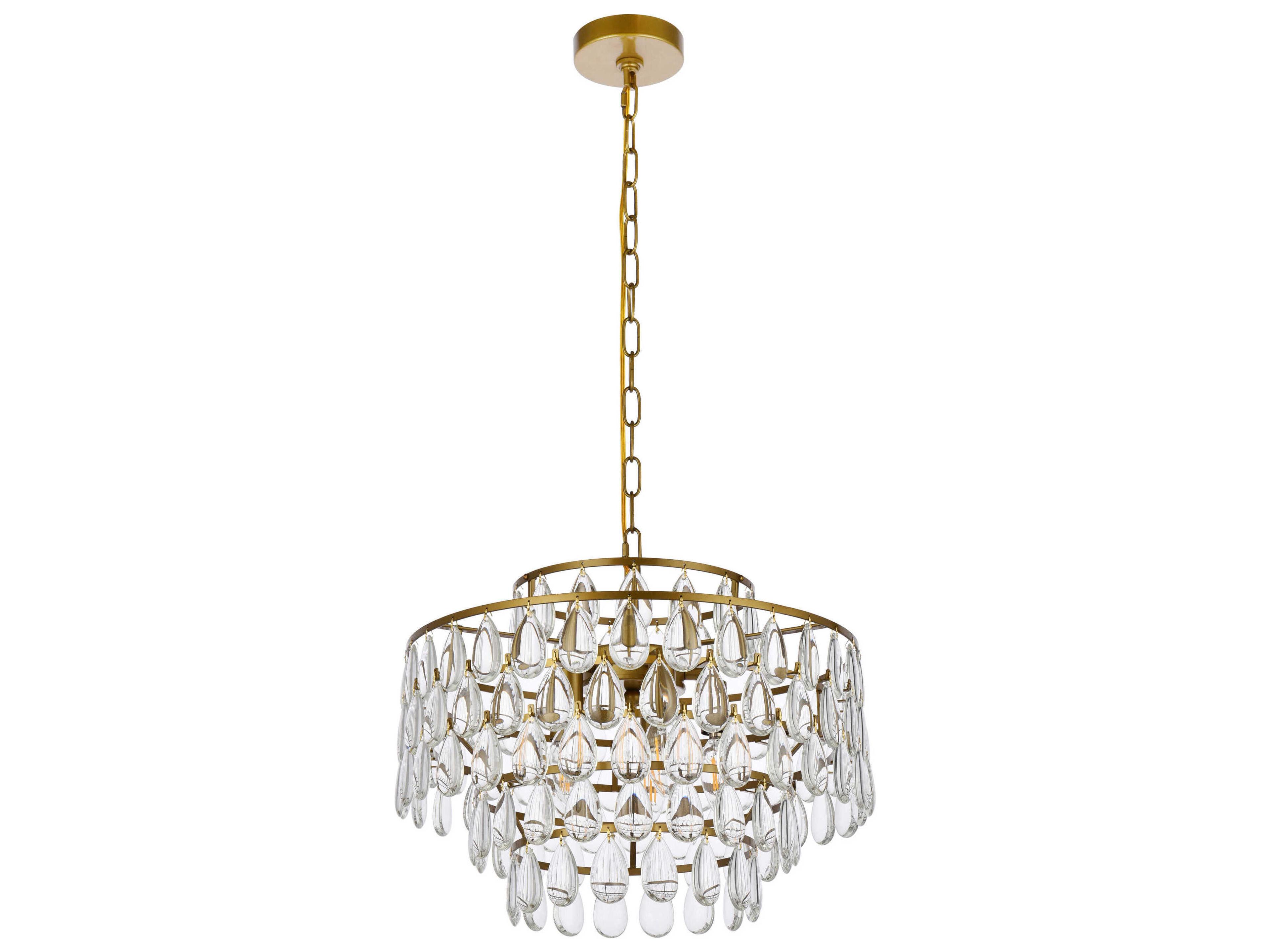 Elegant Lighting Mila 5-Light Brass Crystal Pendant