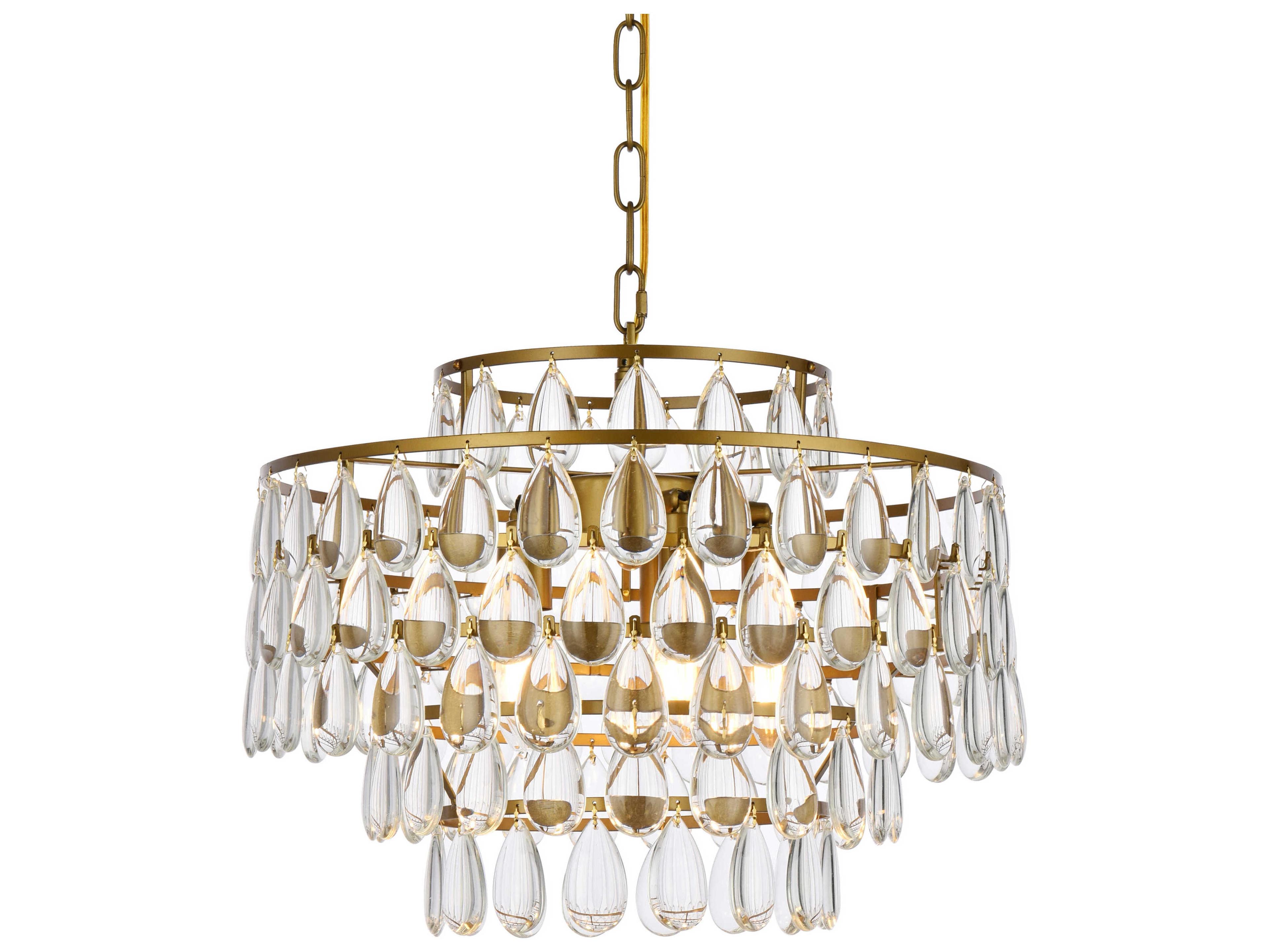 Elegant Lighting Mila 5-Light Brass Crystal Pendant