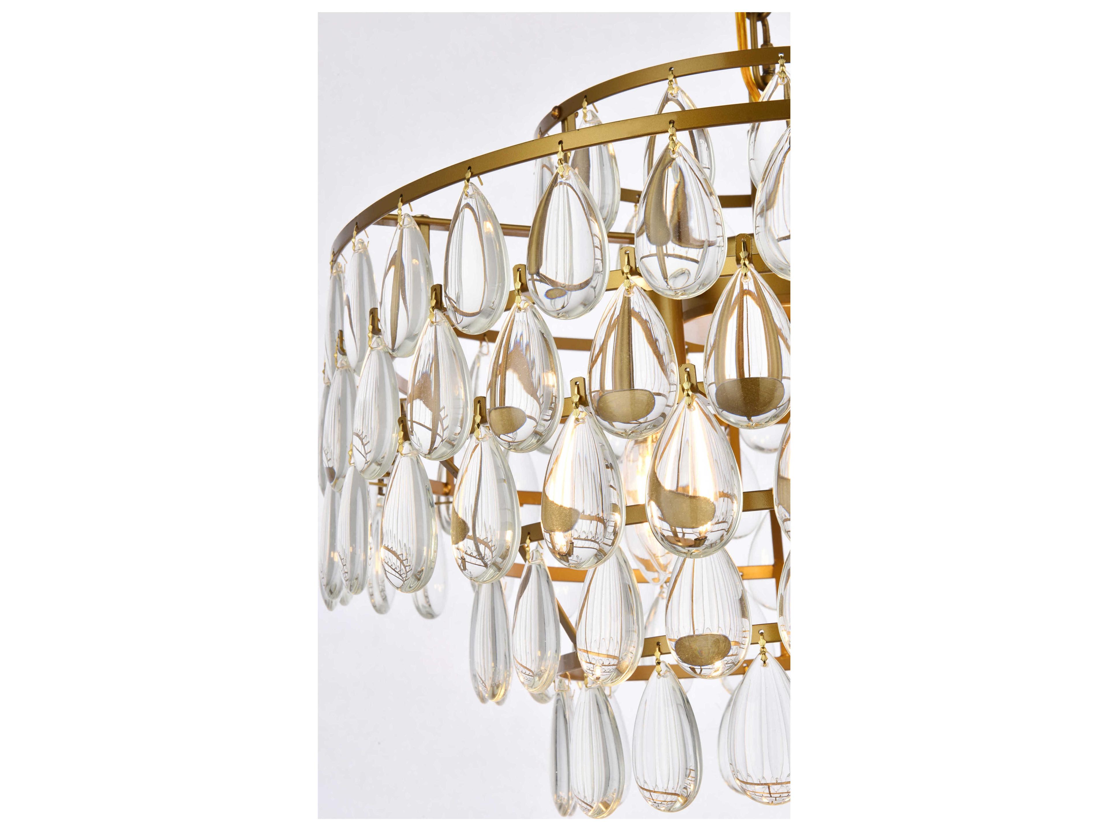 Elegant Lighting Mila 5-Light Brass Crystal Pendant