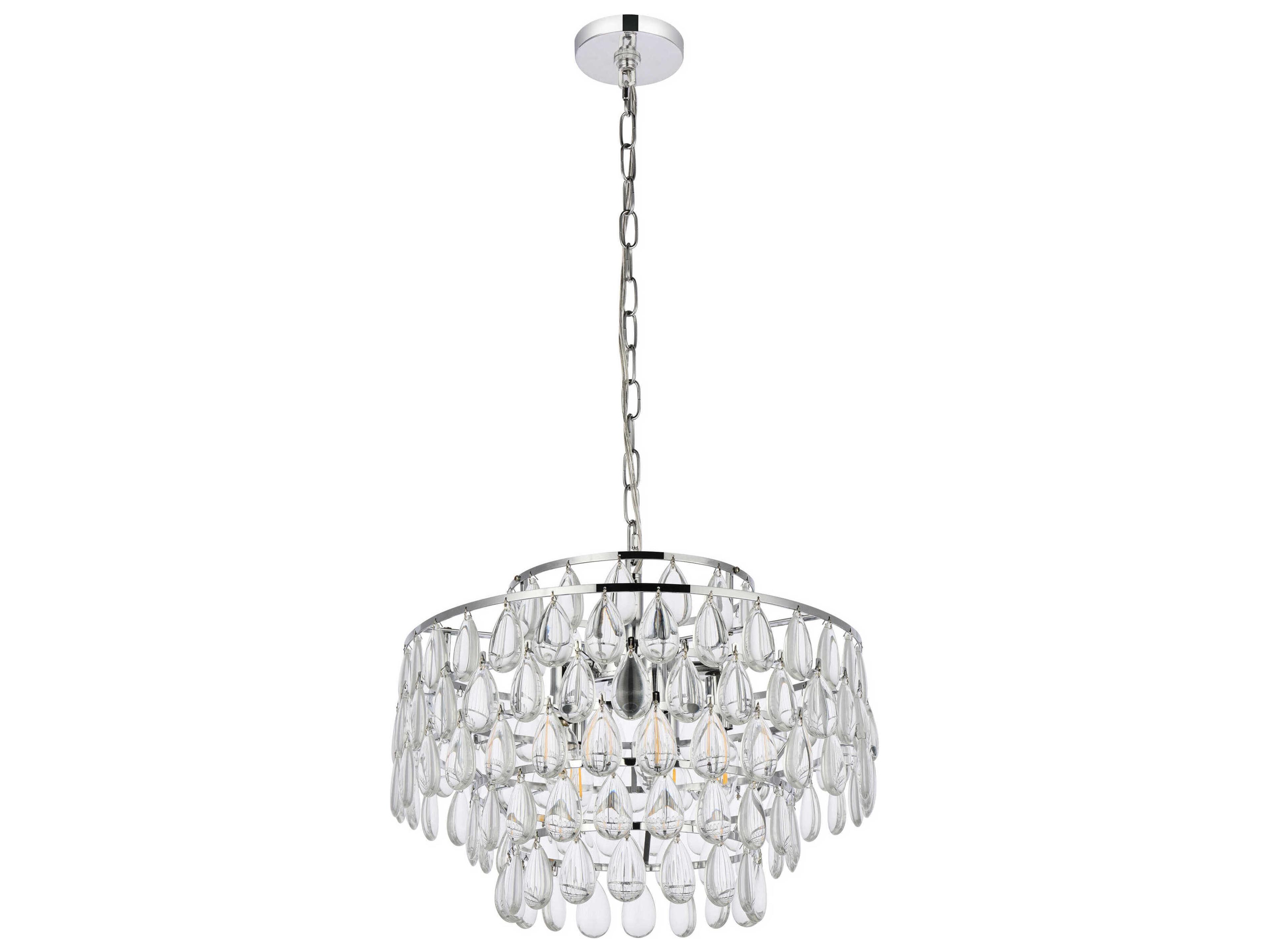 Elegant Lighting Mila 5-Light Chrome Crystal Pendant