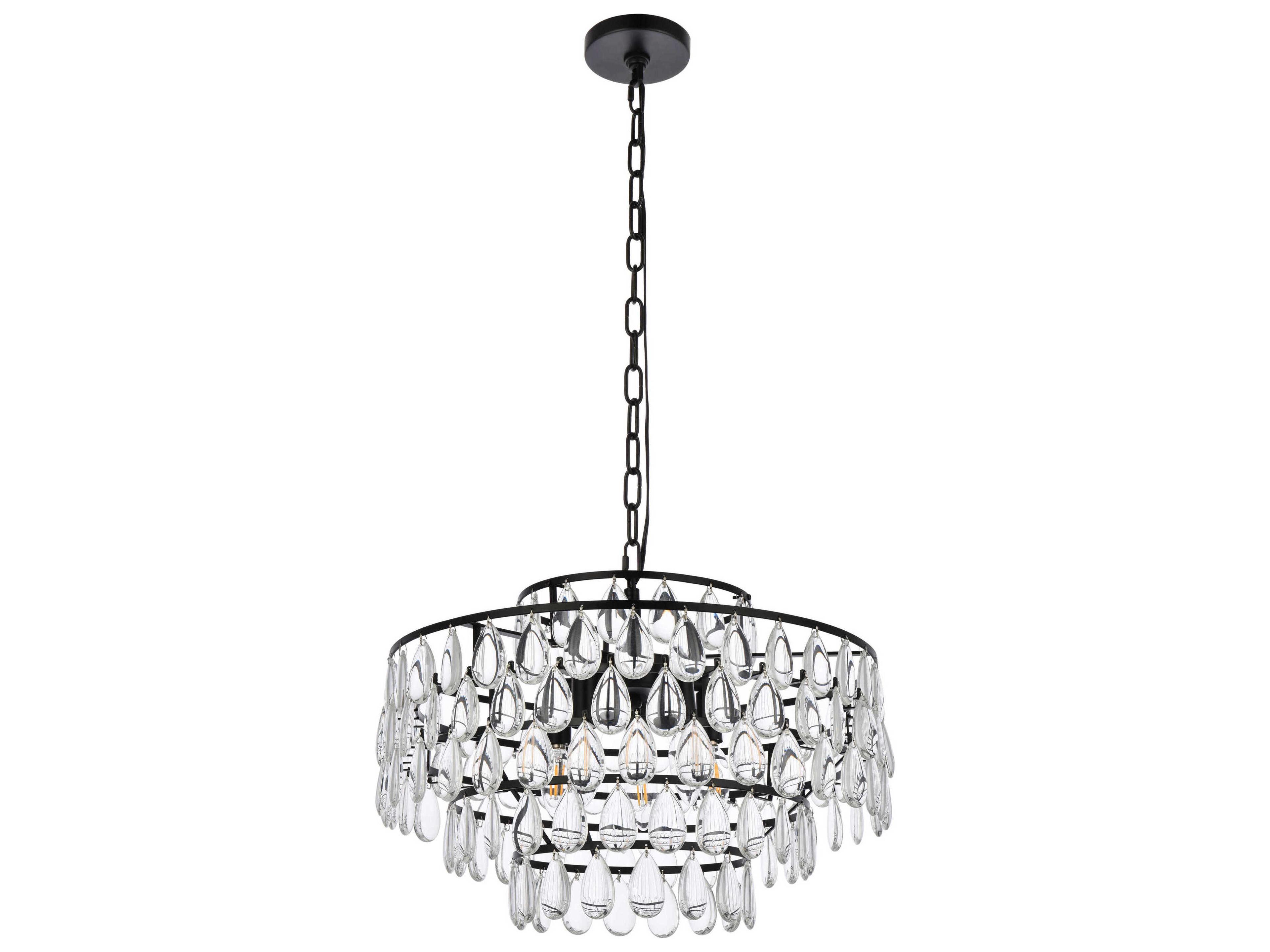 Elegant Lighting Mila 5-Light Black Crystal Pendant