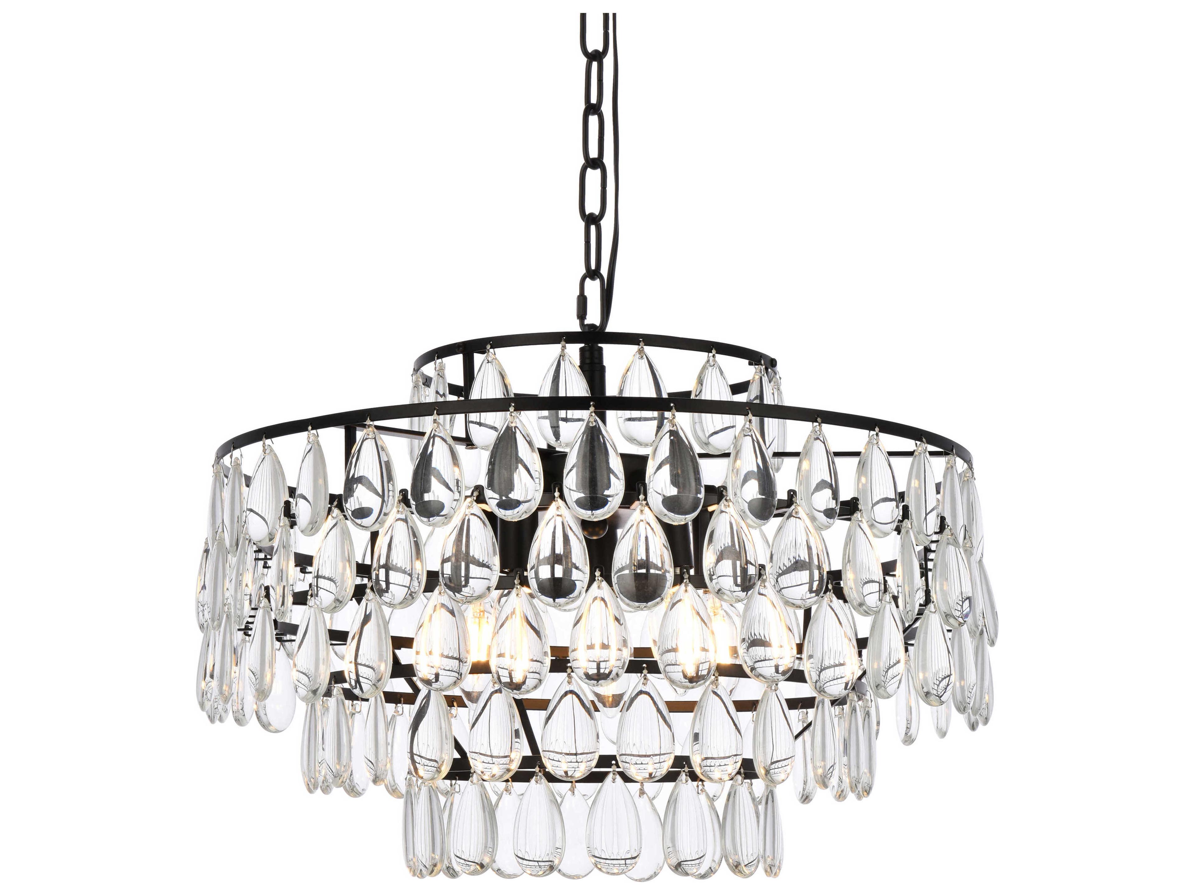 Elegant Lighting Mila 5-Light Black Crystal Pendant