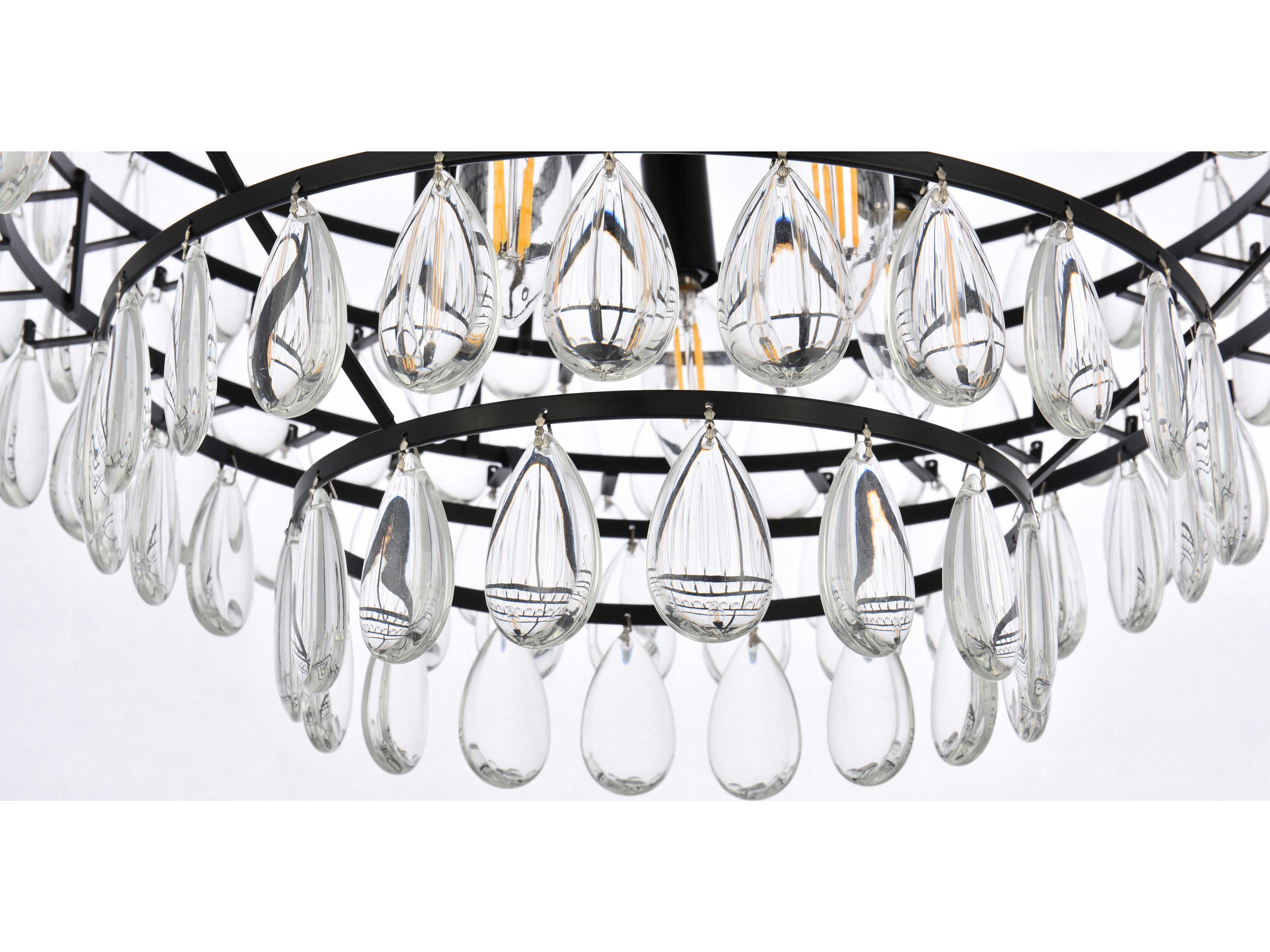 Elegant Lighting Mila 5-Light Black Crystal Pendant