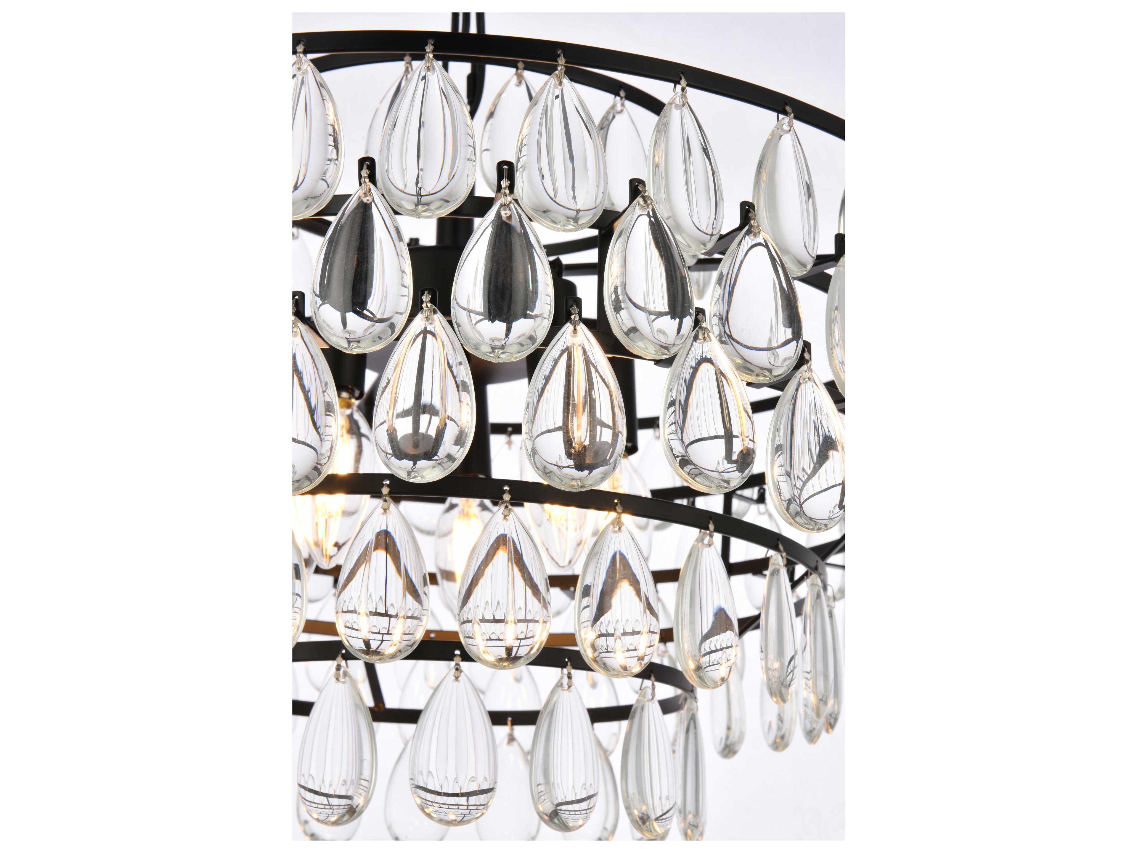 Elegant Lighting Mila 5-Light Black Crystal Pendant