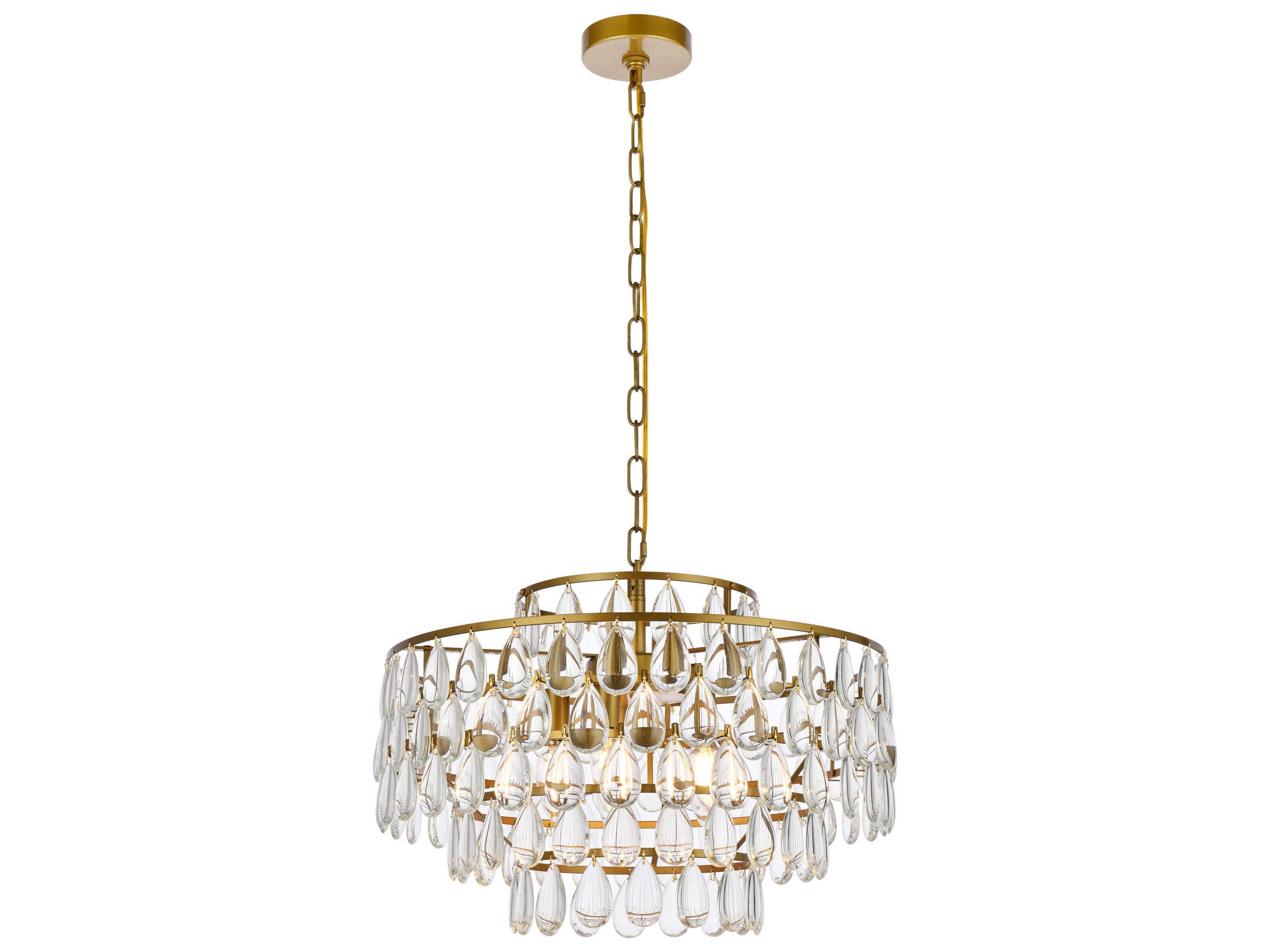 Mila 5-Light Brass Crystal Pendant