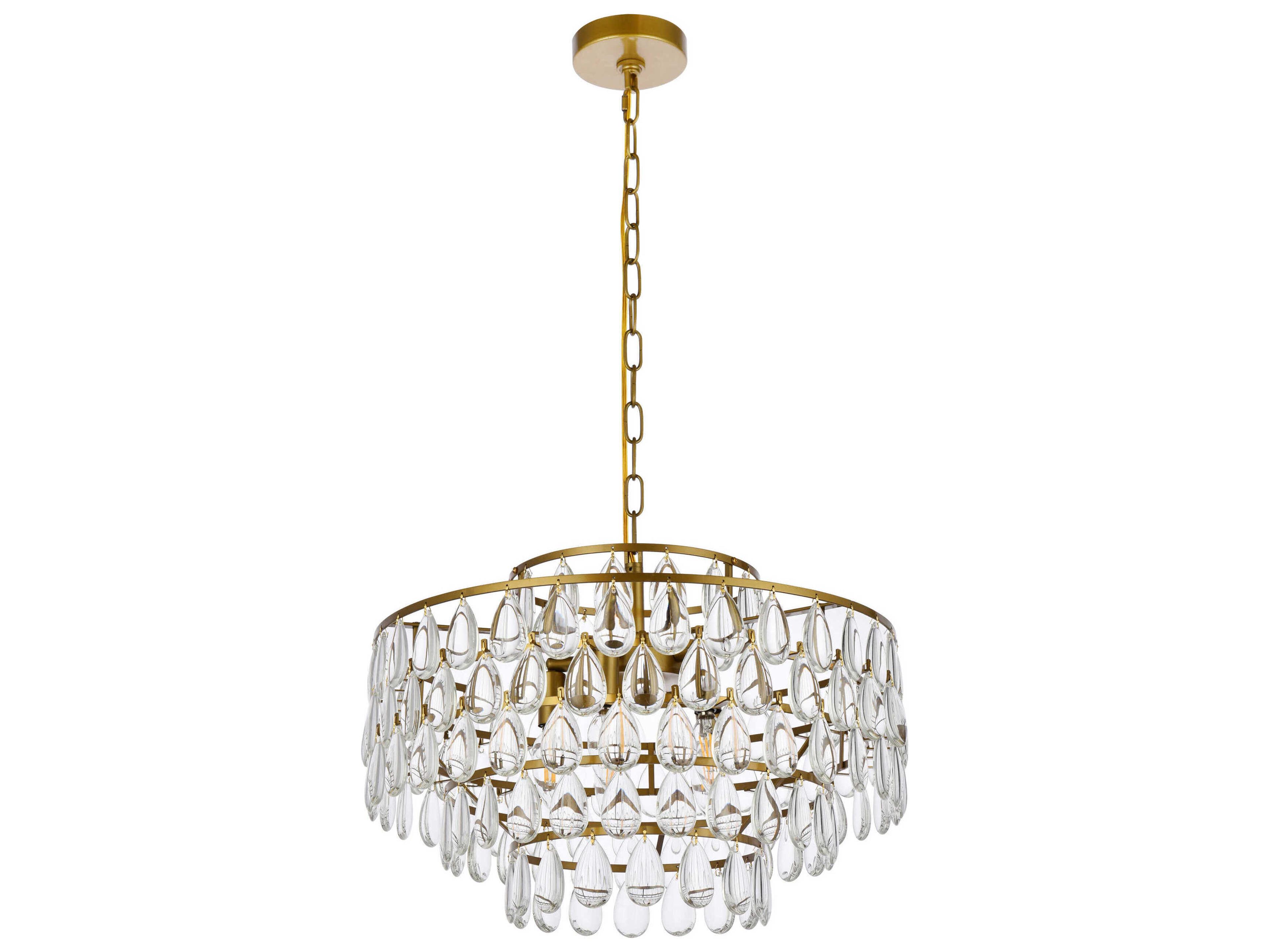 Elegant Lighting Mila 5-Light Brass Crystal Pendant