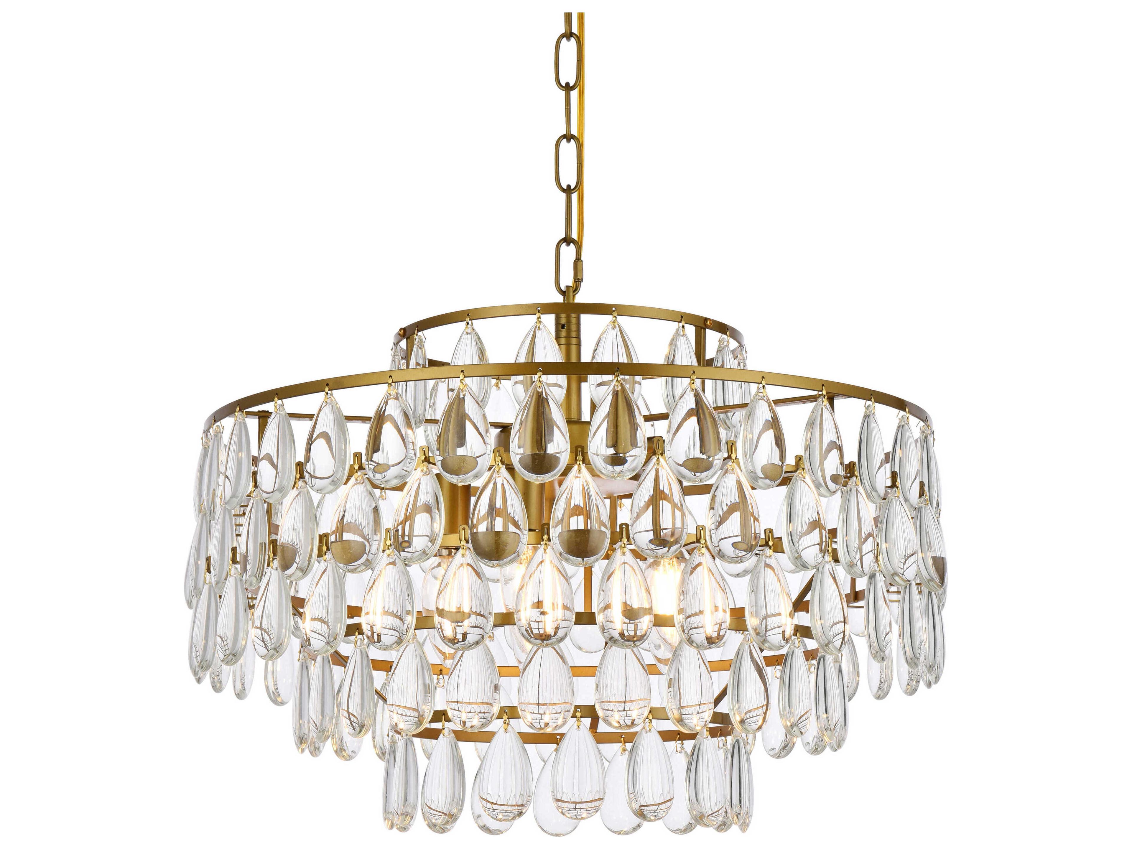 Elegant Lighting Mila 5-Light Brass Crystal Pendant