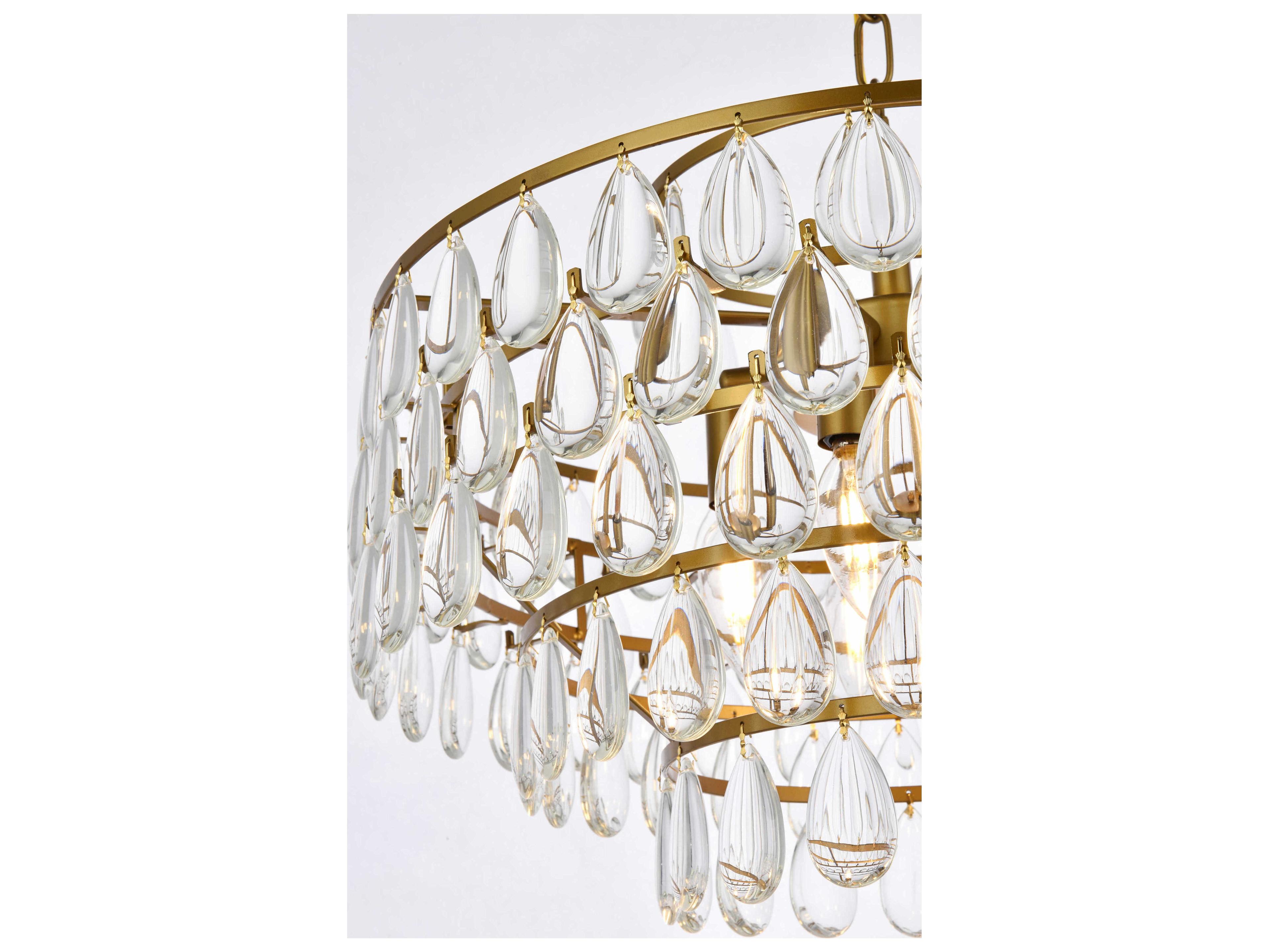 Elegant Lighting Mila 5-Light Brass Crystal Pendant