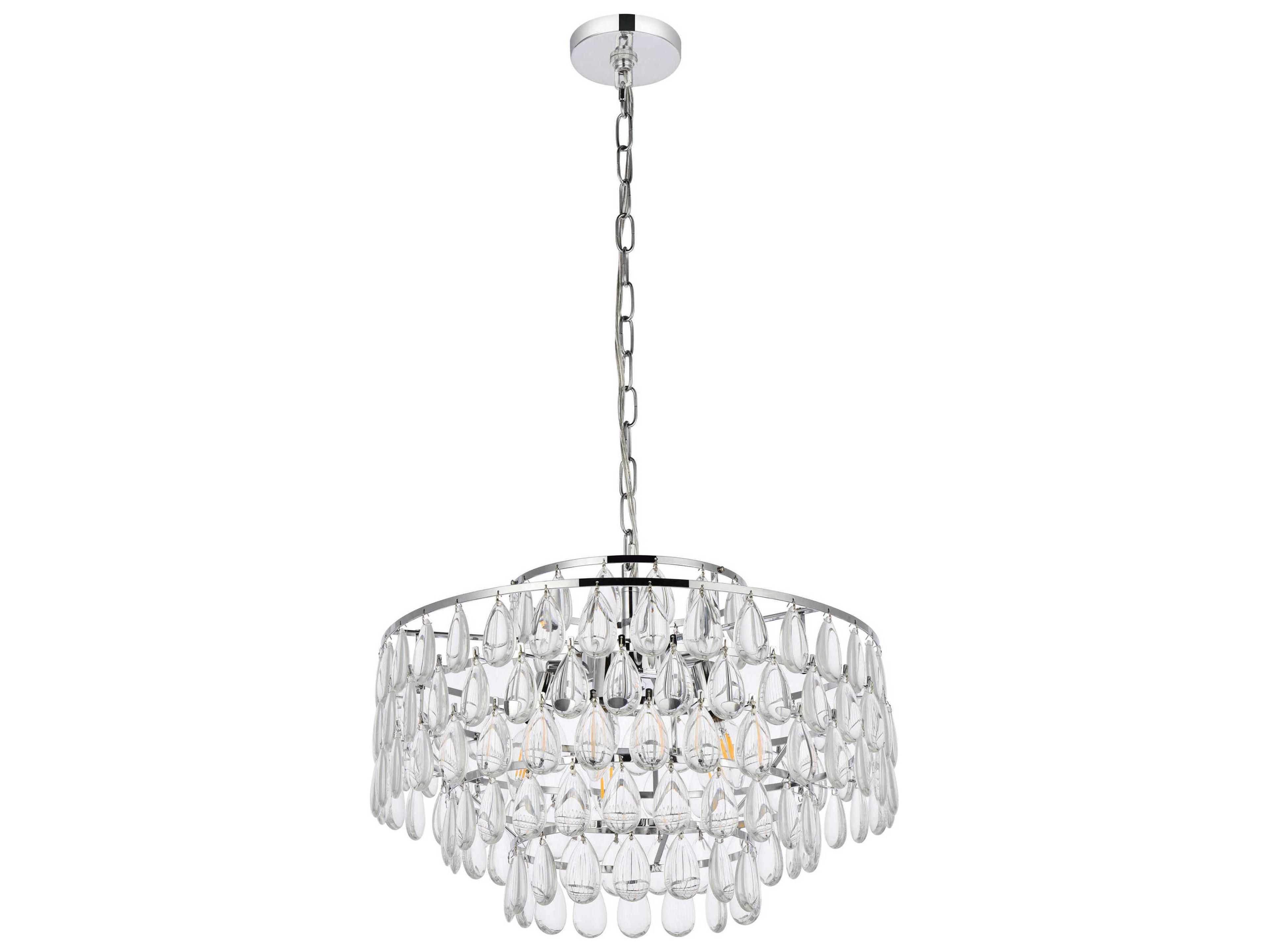 Elegant Lighting Mila 5-Light Chrome Crystal Pendant