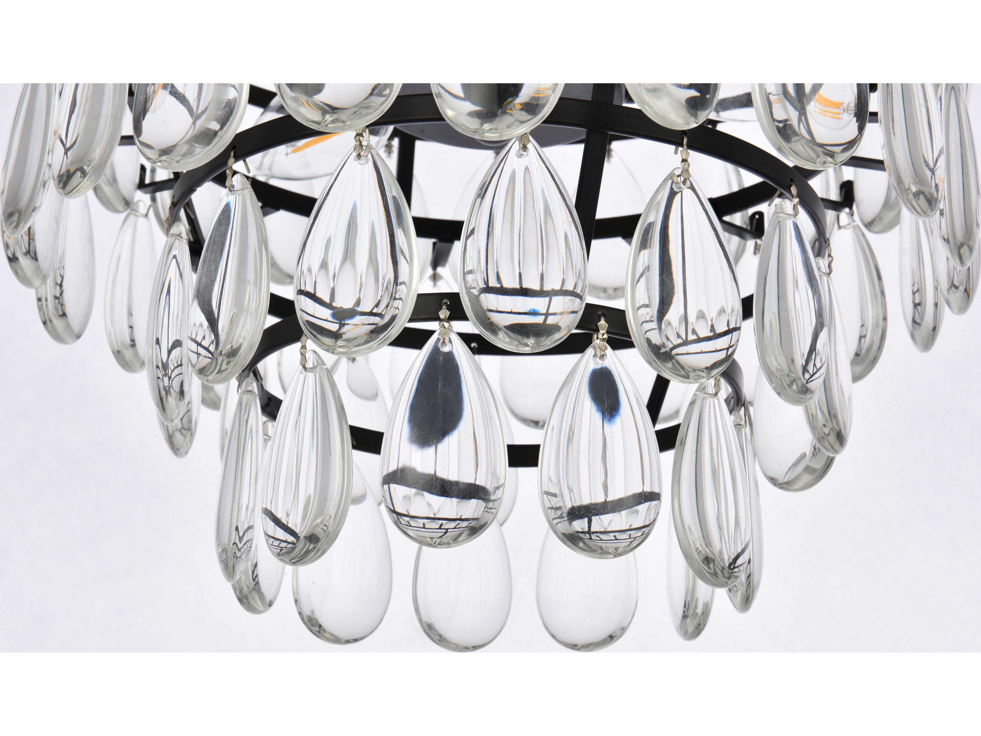 Elegant Lighting Mila 3-Light Black Crystal Semi Flush Mount