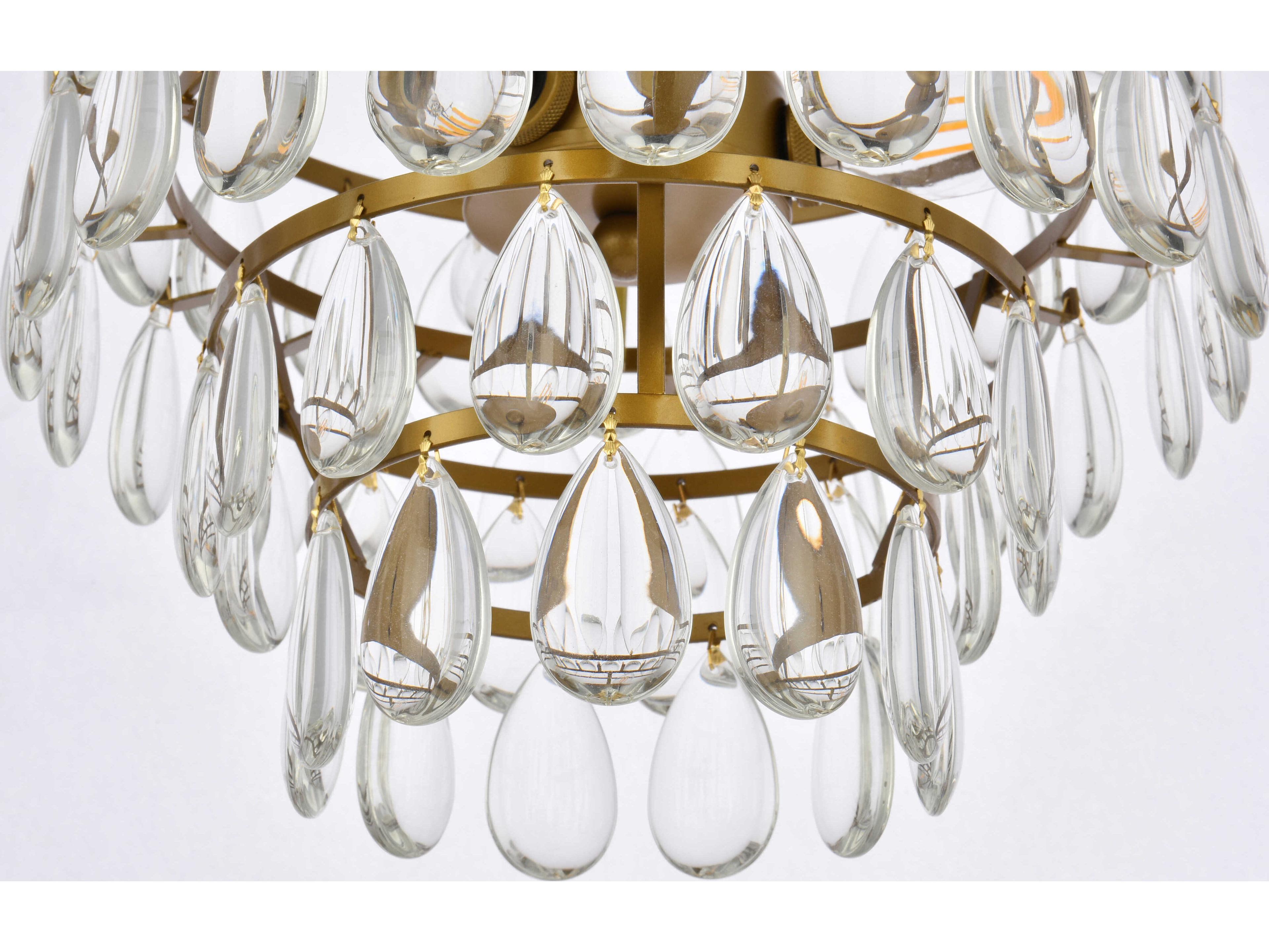 Elegant Lighting Mila 3-Light Brass Crystal Semi Flush Mount