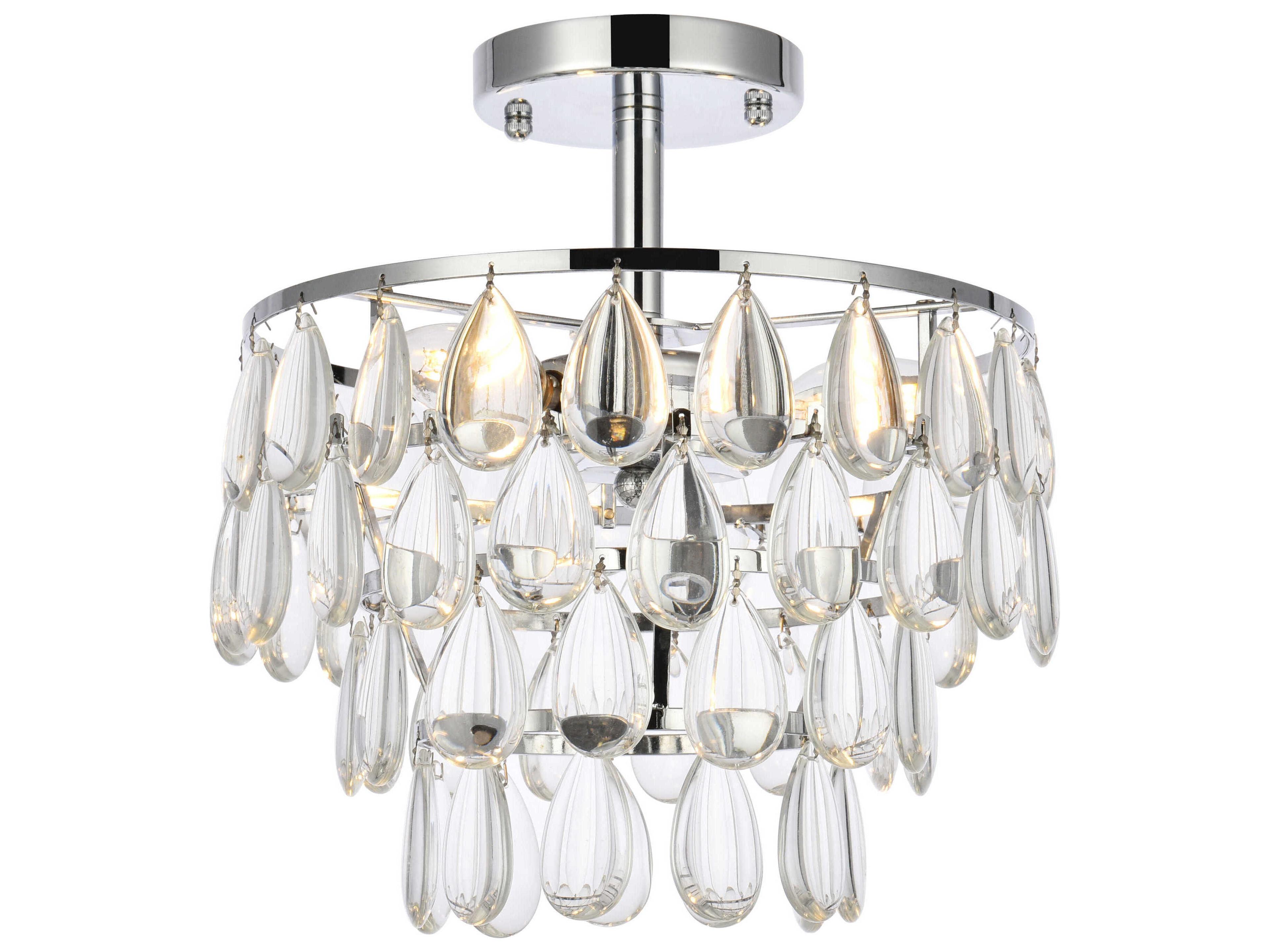 Mila 3-Light Chrome Crystal Semi Flush Mount