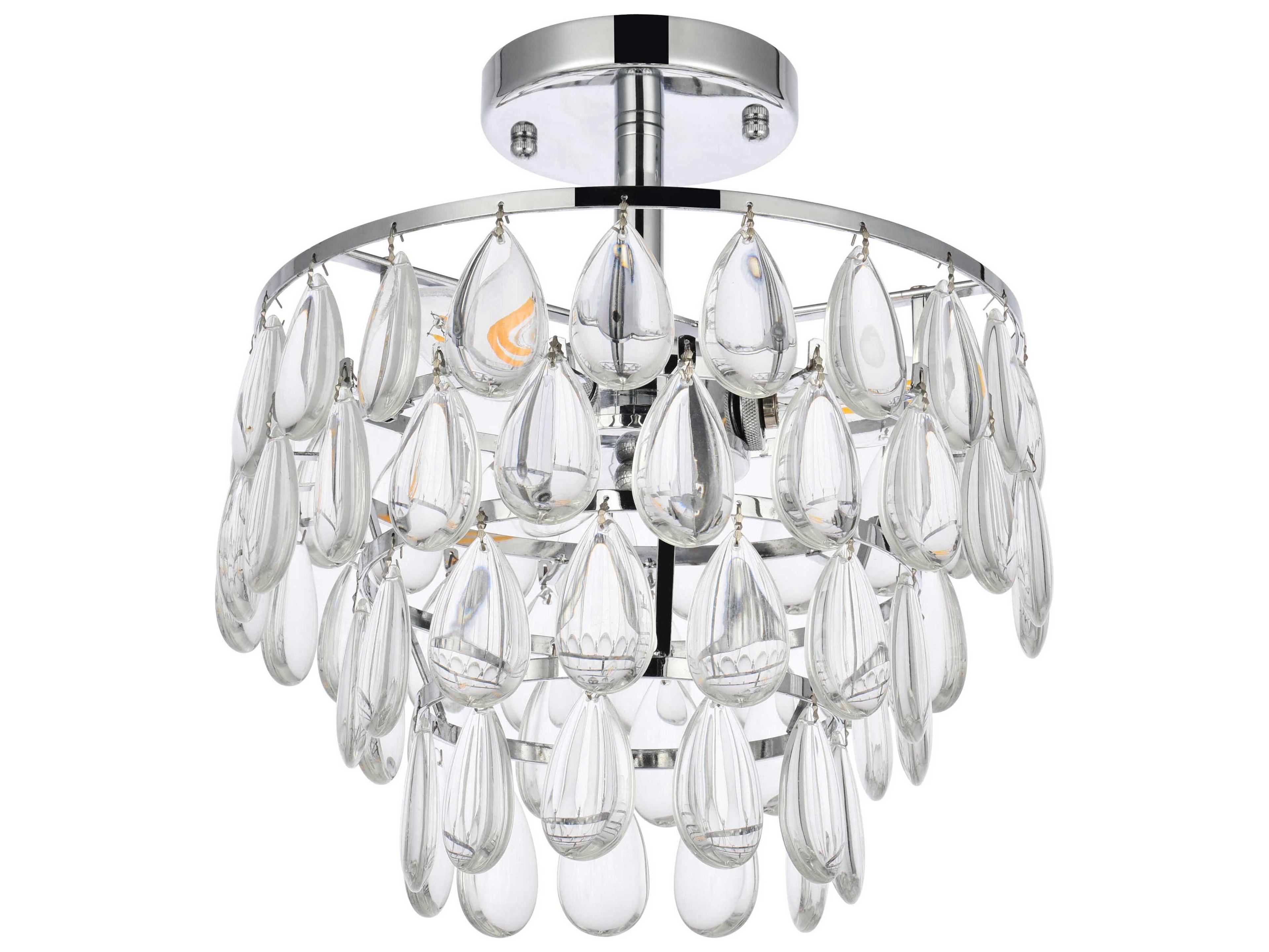 Elegant Lighting Mila 3-Light Chrome Crystal Semi Flush Mount
