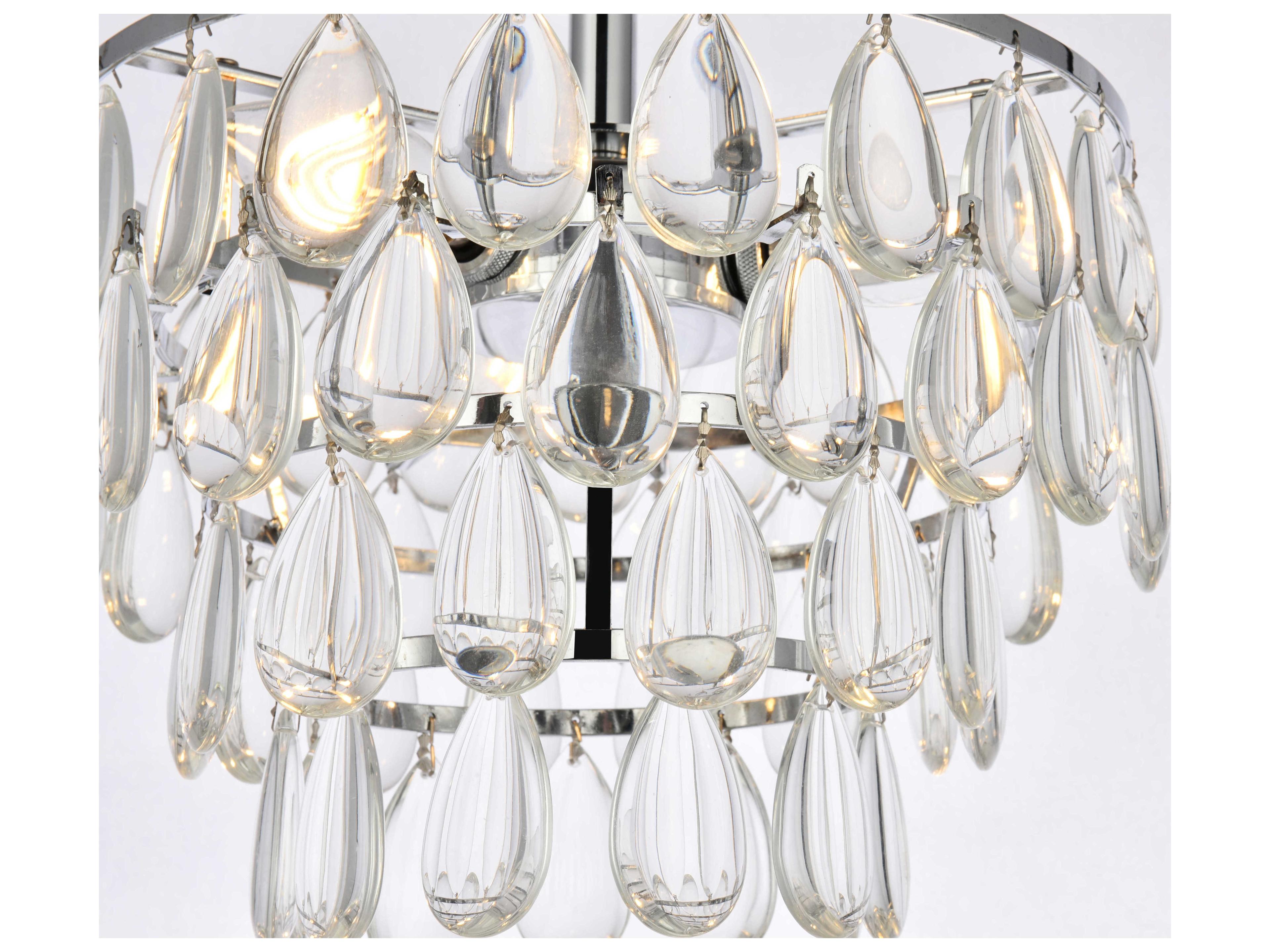 Elegant Lighting Mila 3-Light Chrome Crystal Semi Flush Mount