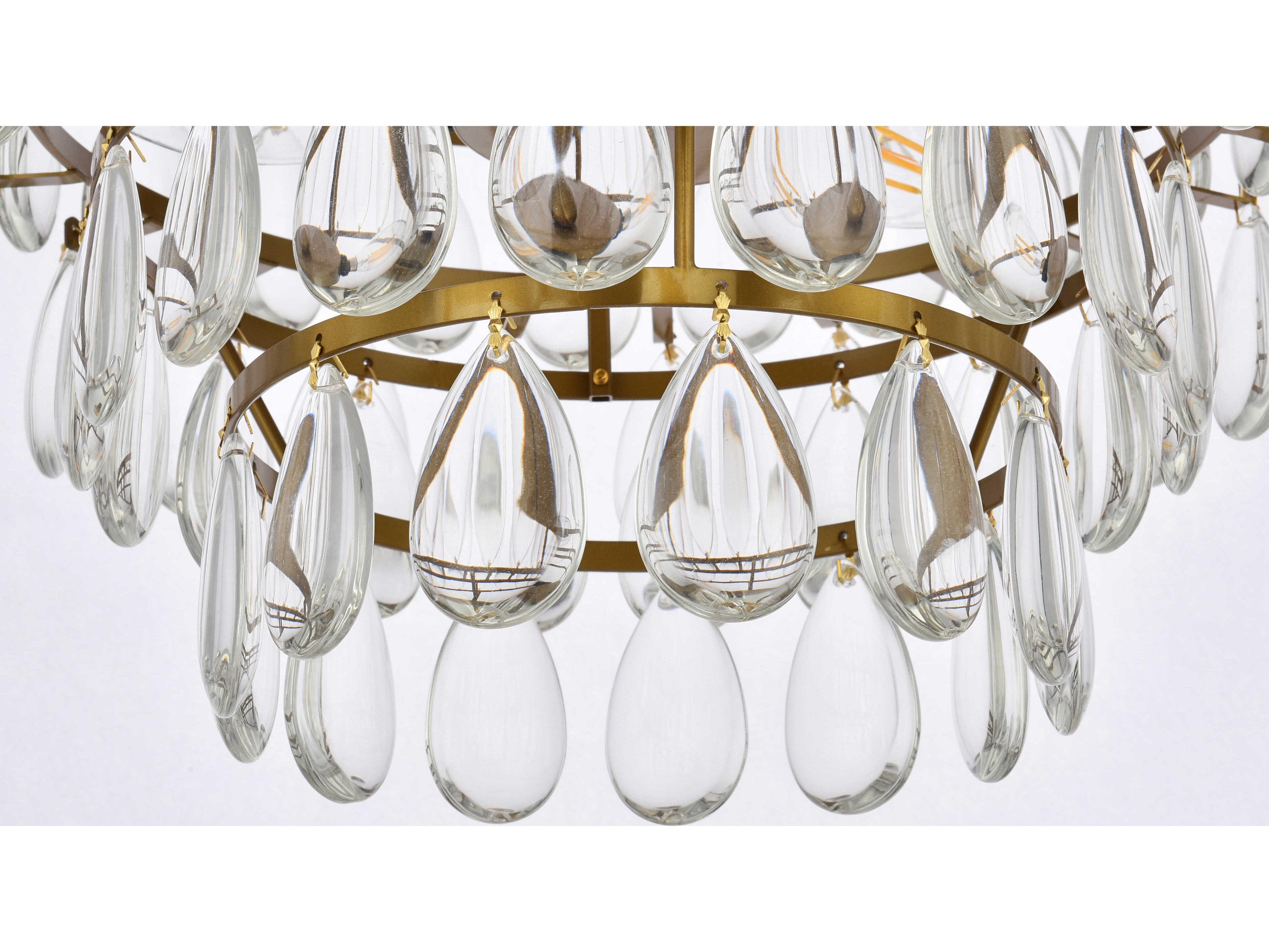Elegant Lighting Mila 3-Light Brass Crystal Semi Flush Mount