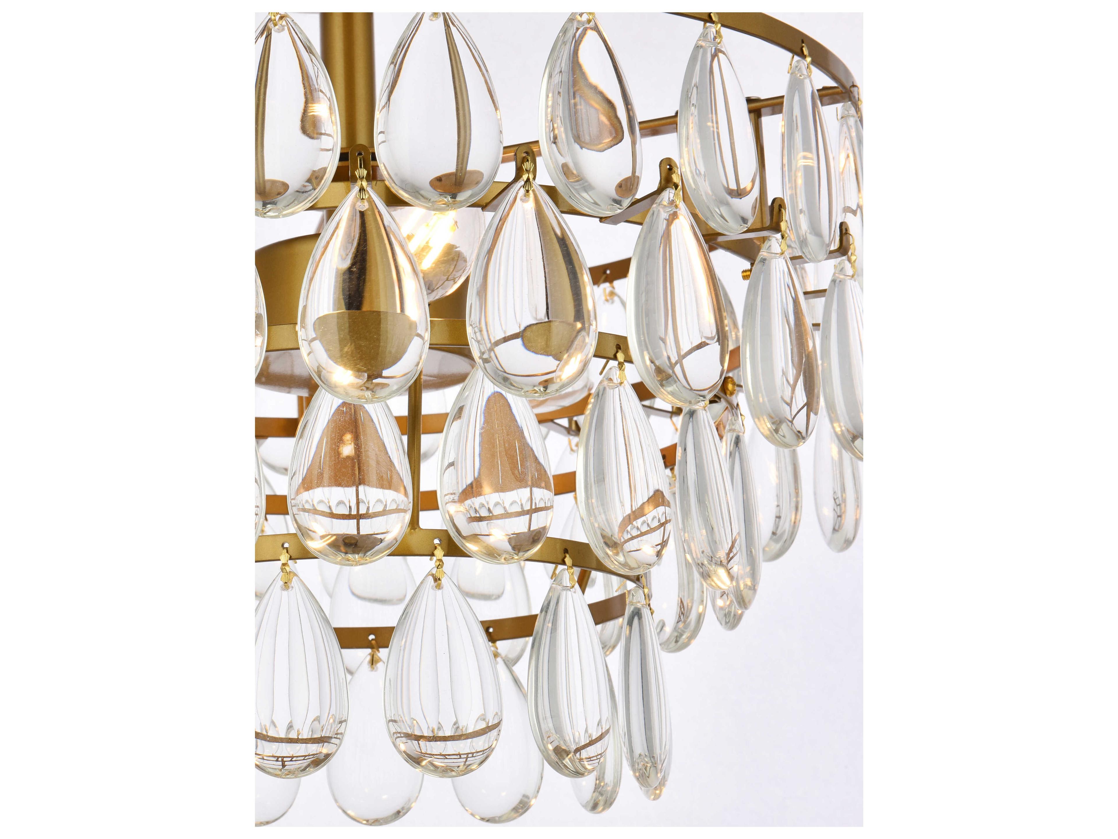 Elegant Lighting Mila 3-Light Brass Crystal Semi Flush Mount