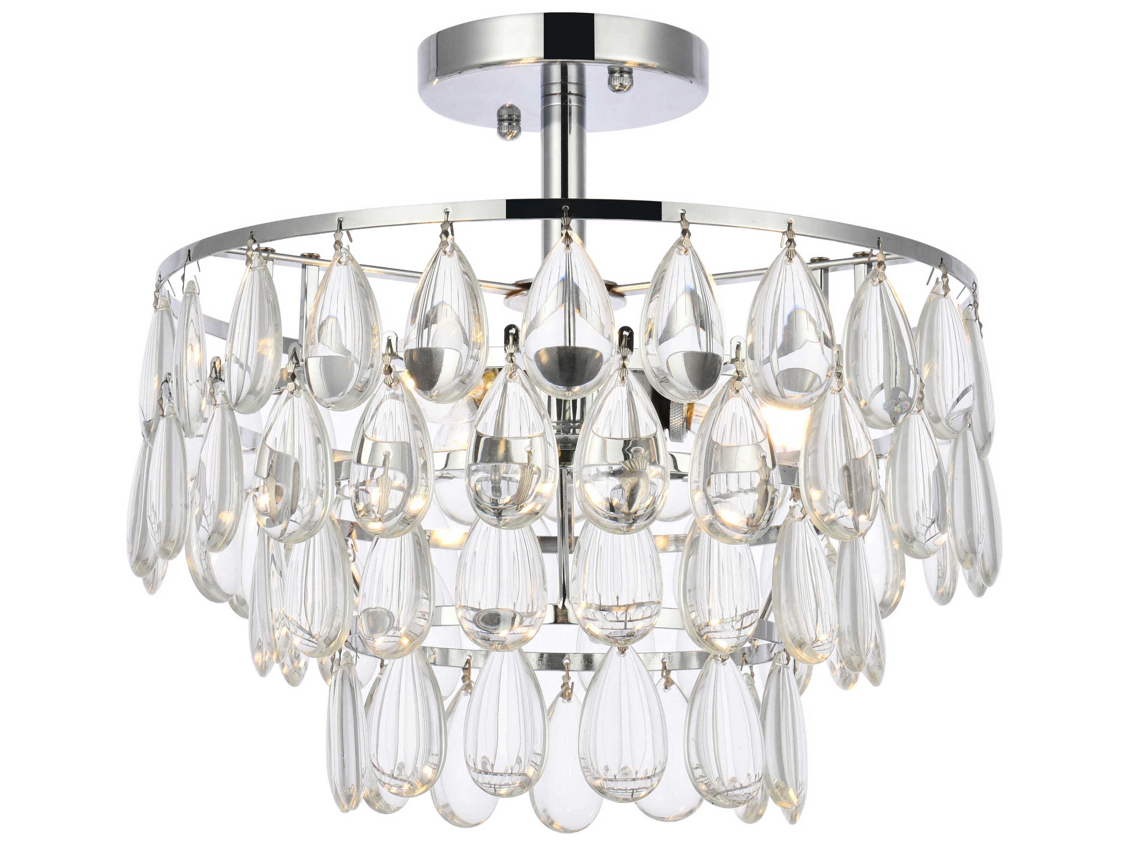 Mila 3-Light Chrome Crystal Semi Flush Mount