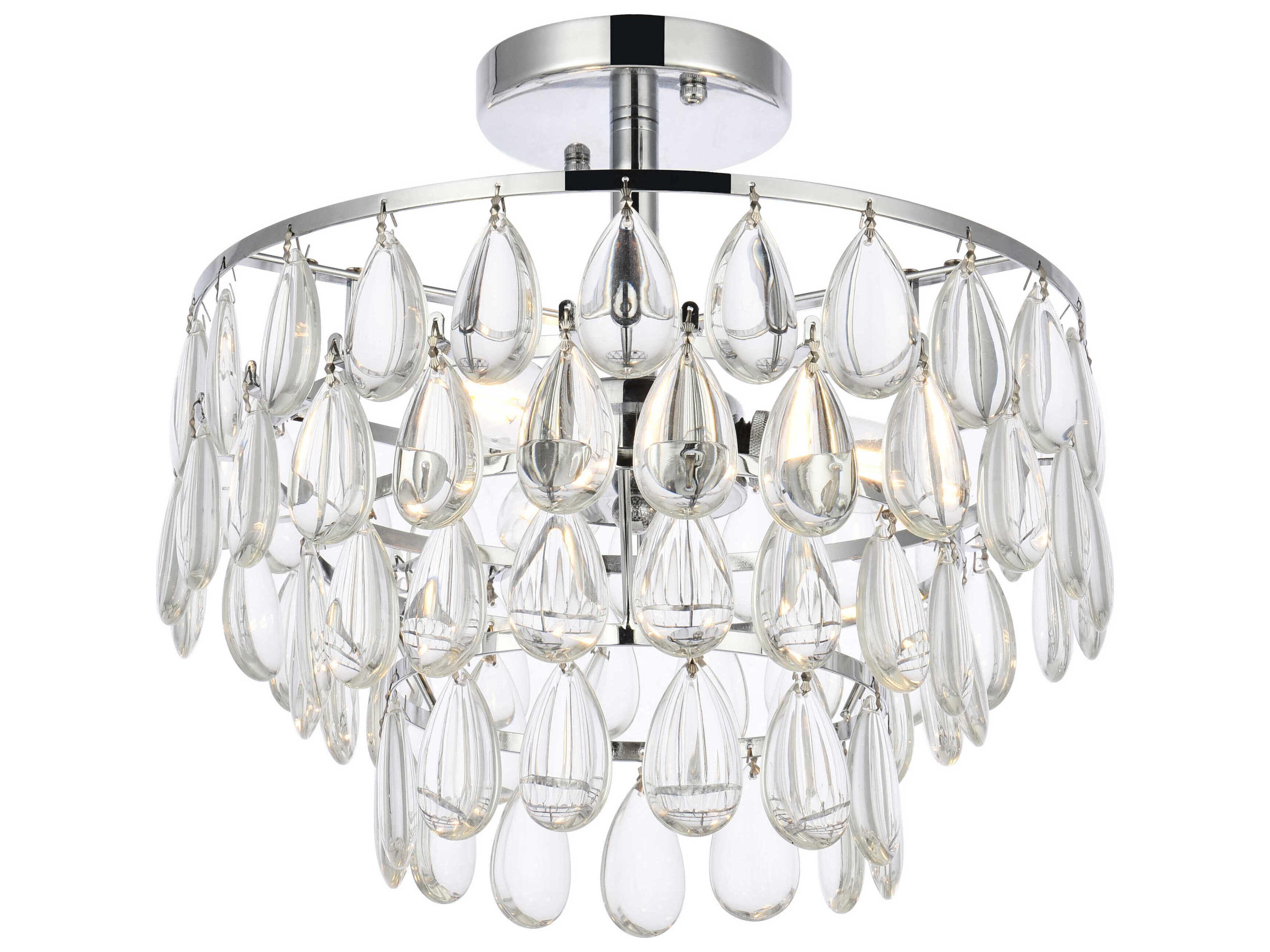 Elegant Lighting Mila 3-Light Chrome Crystal Semi Flush Mount