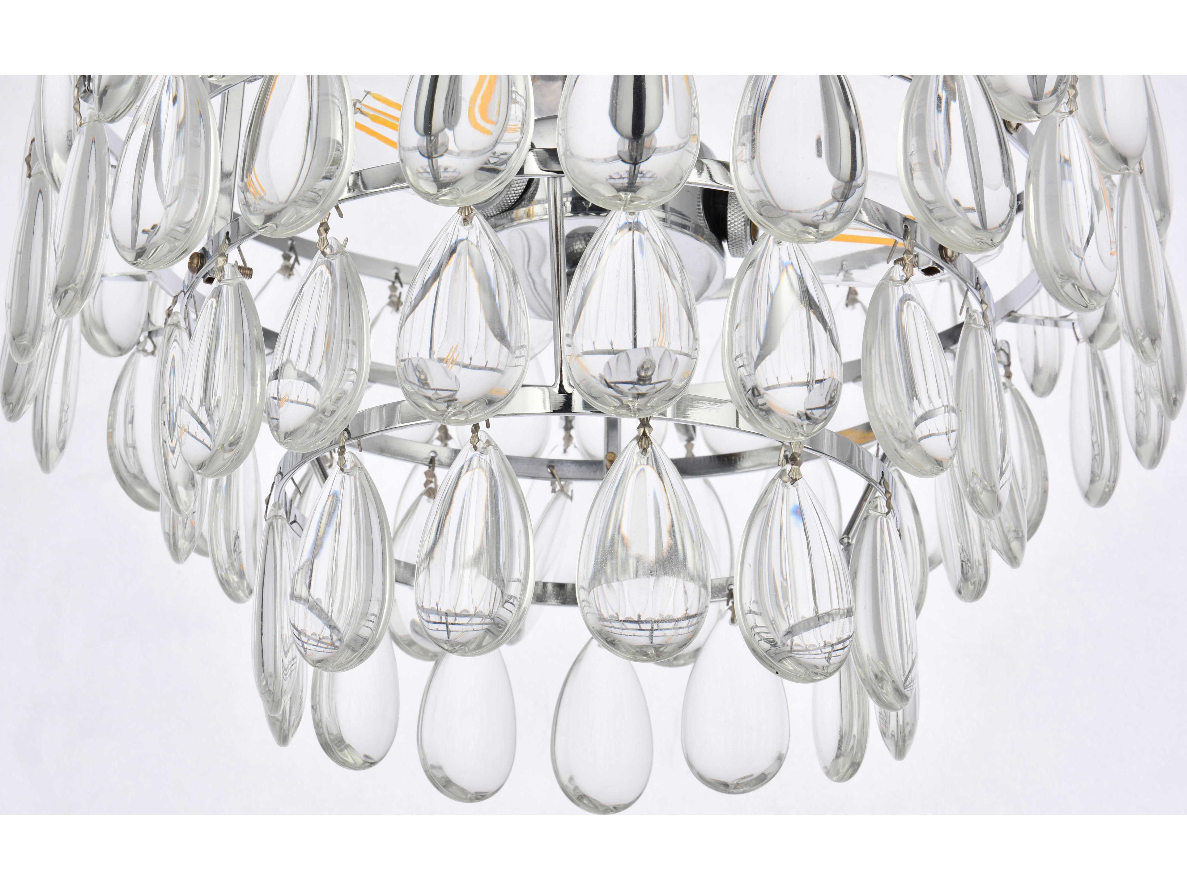 Elegant Lighting Mila 3-Light Chrome Crystal Semi Flush Mount